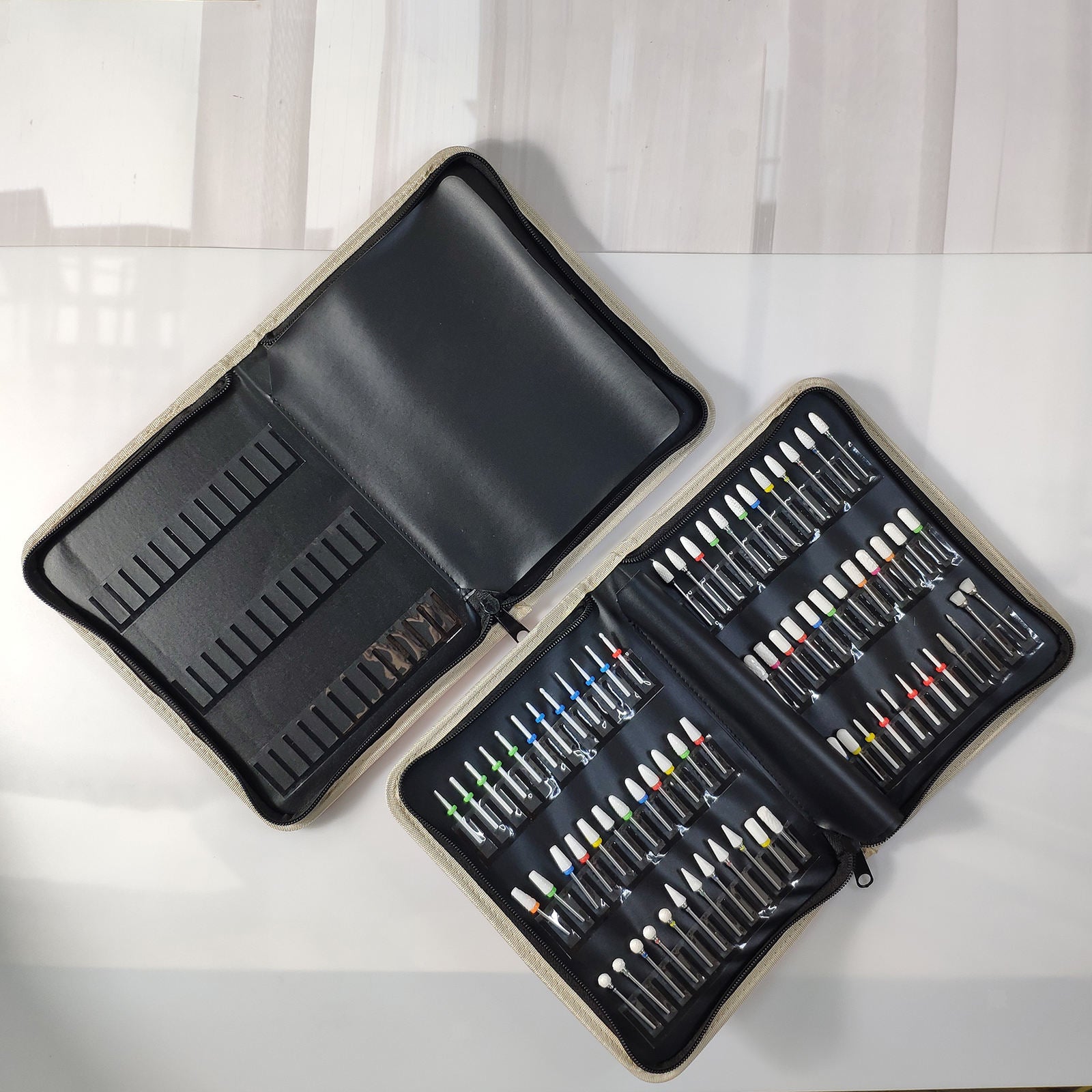 Portable Folding Manicure Nail Drill Bits Holder Storage Bag Easy Carry