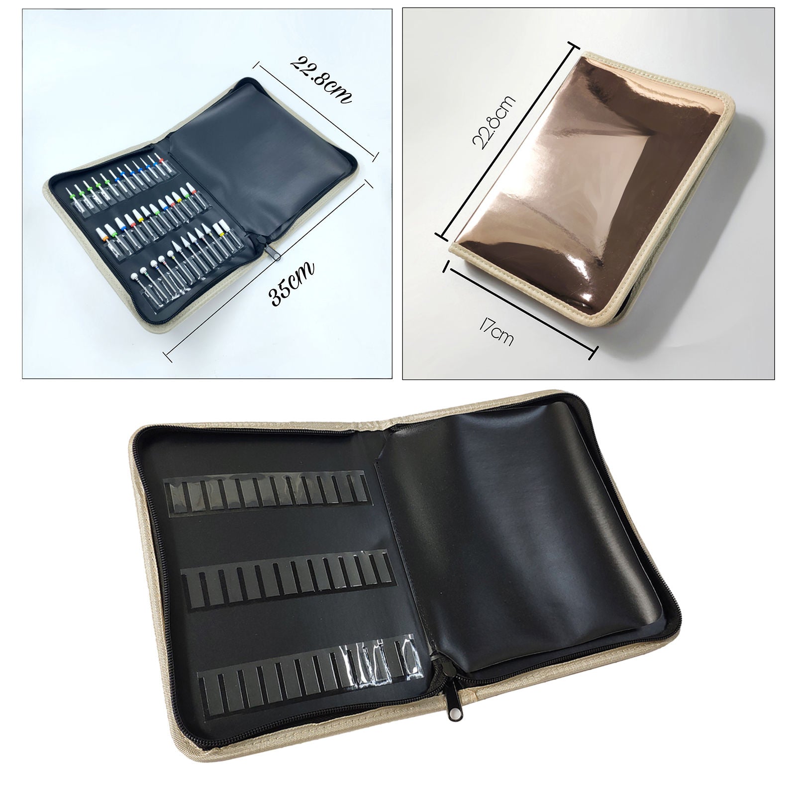 Portable Folding Manicure Nail Drill Bits Holder Storage Bag Easy Carry