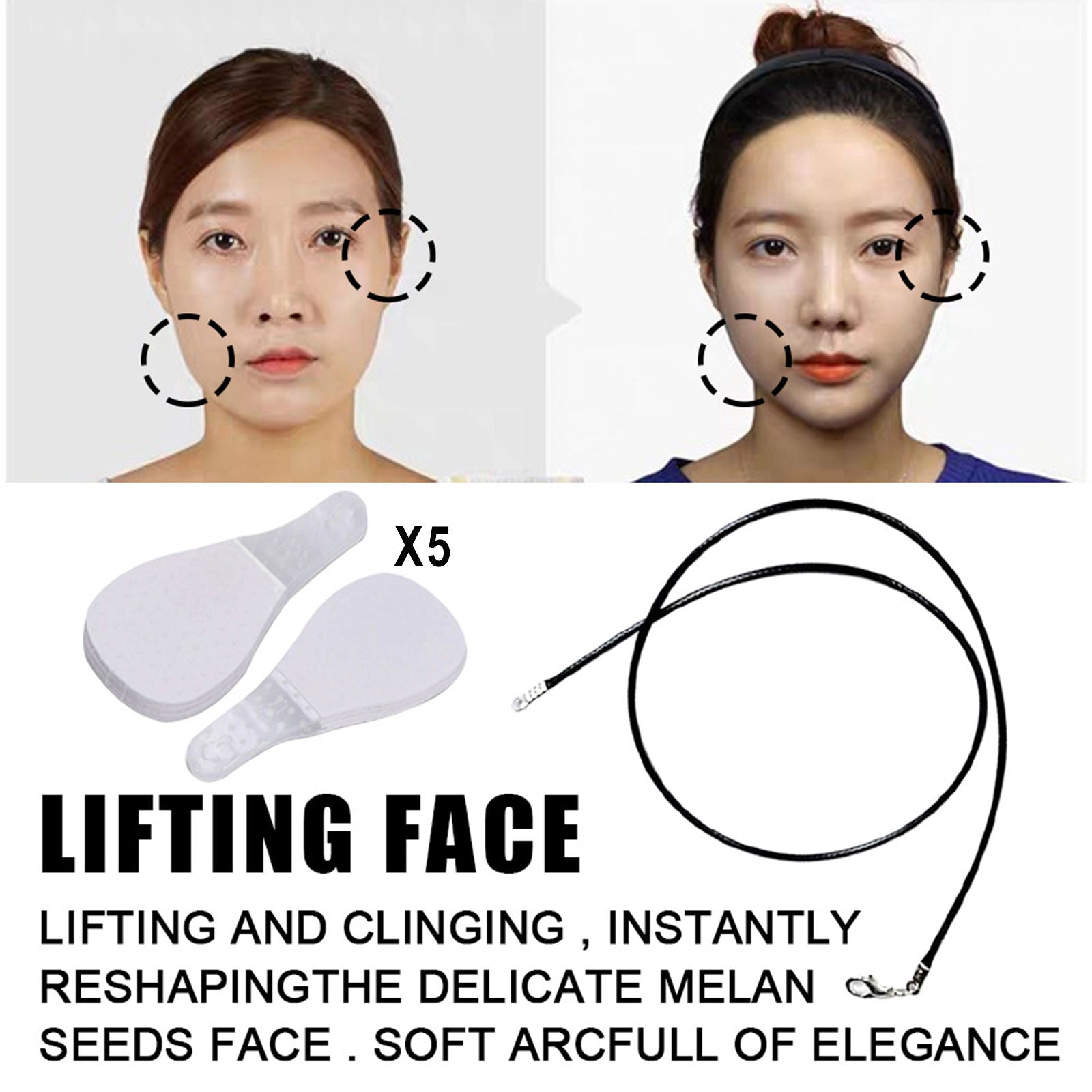 10 Pieces Face Neck Lifting Patch Stickers V-Shape Kit Tools for Woman