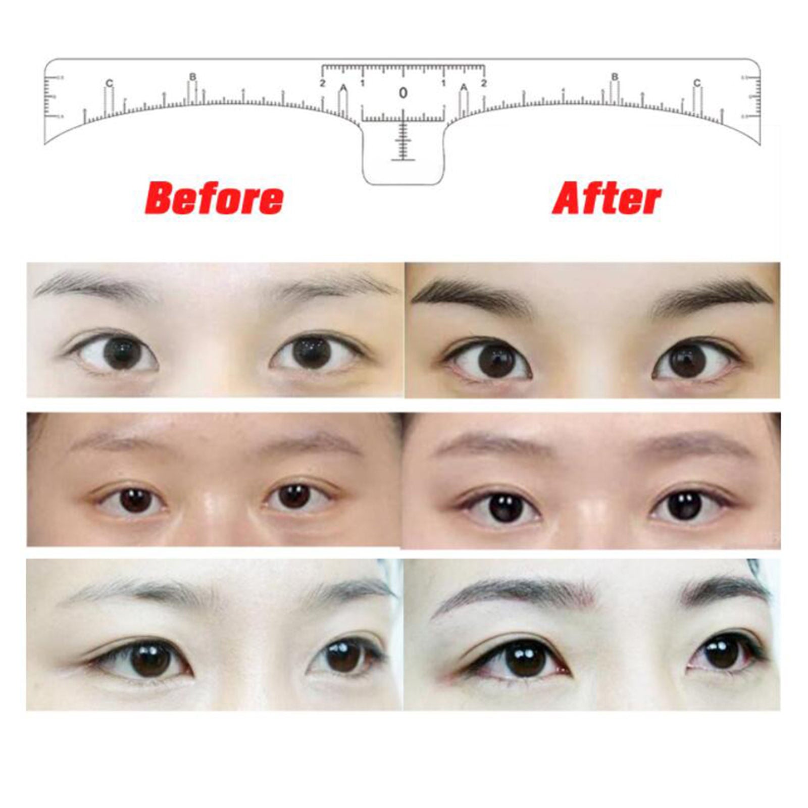 100x Clear Disposable Eyebrow Ruler Eyebrow Template Microblading