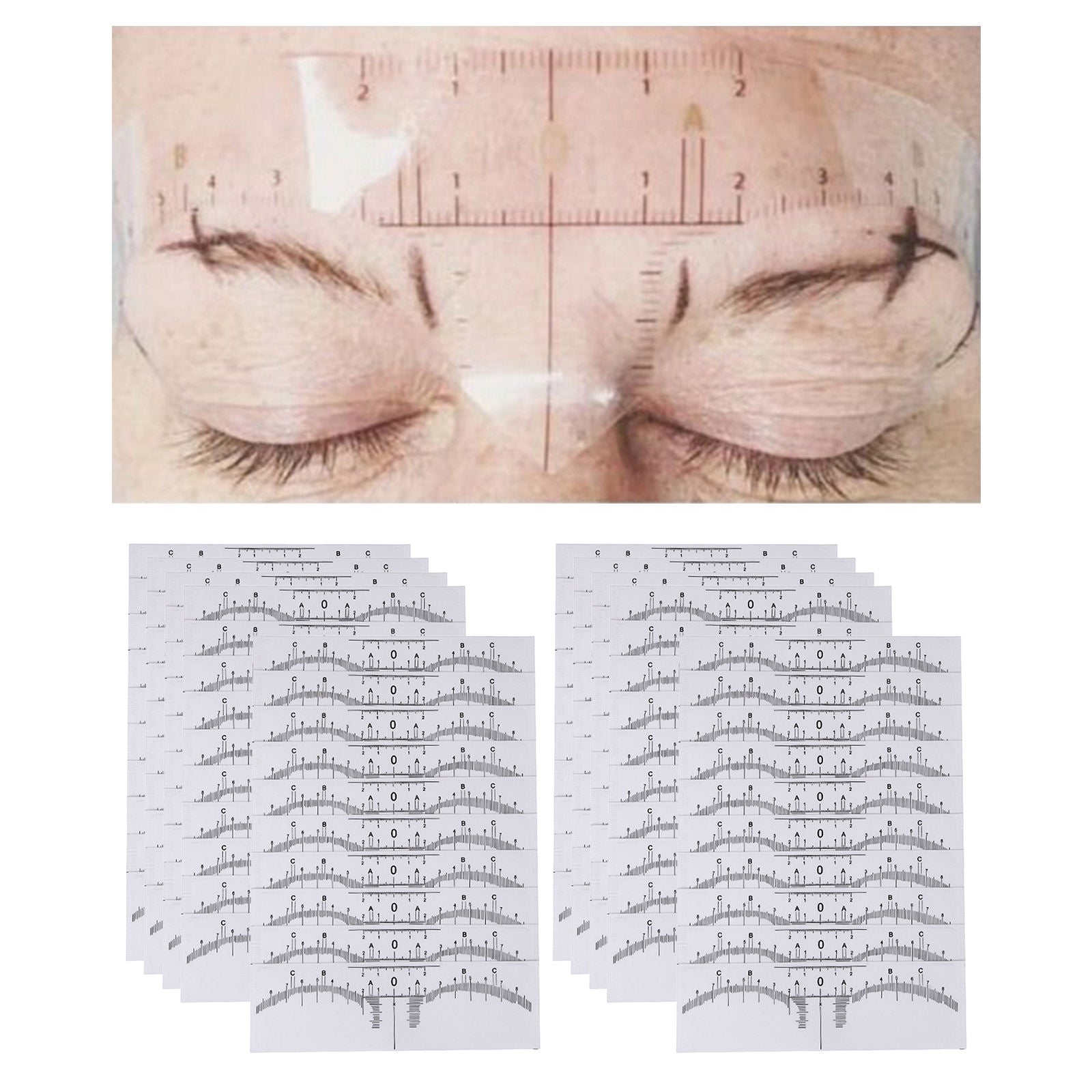 100x Clear Disposable Eyebrow Ruler Eyebrow Template Microblading