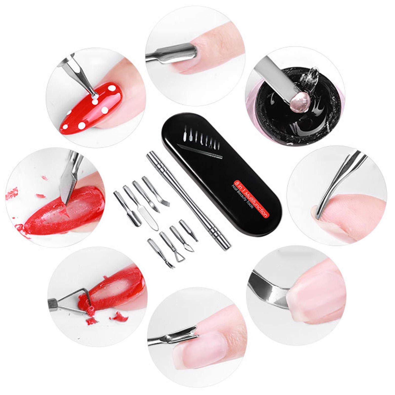 Cuticle Pusher Set w/ Storage Box Remover Trimmer Nail Polish Kit Durable