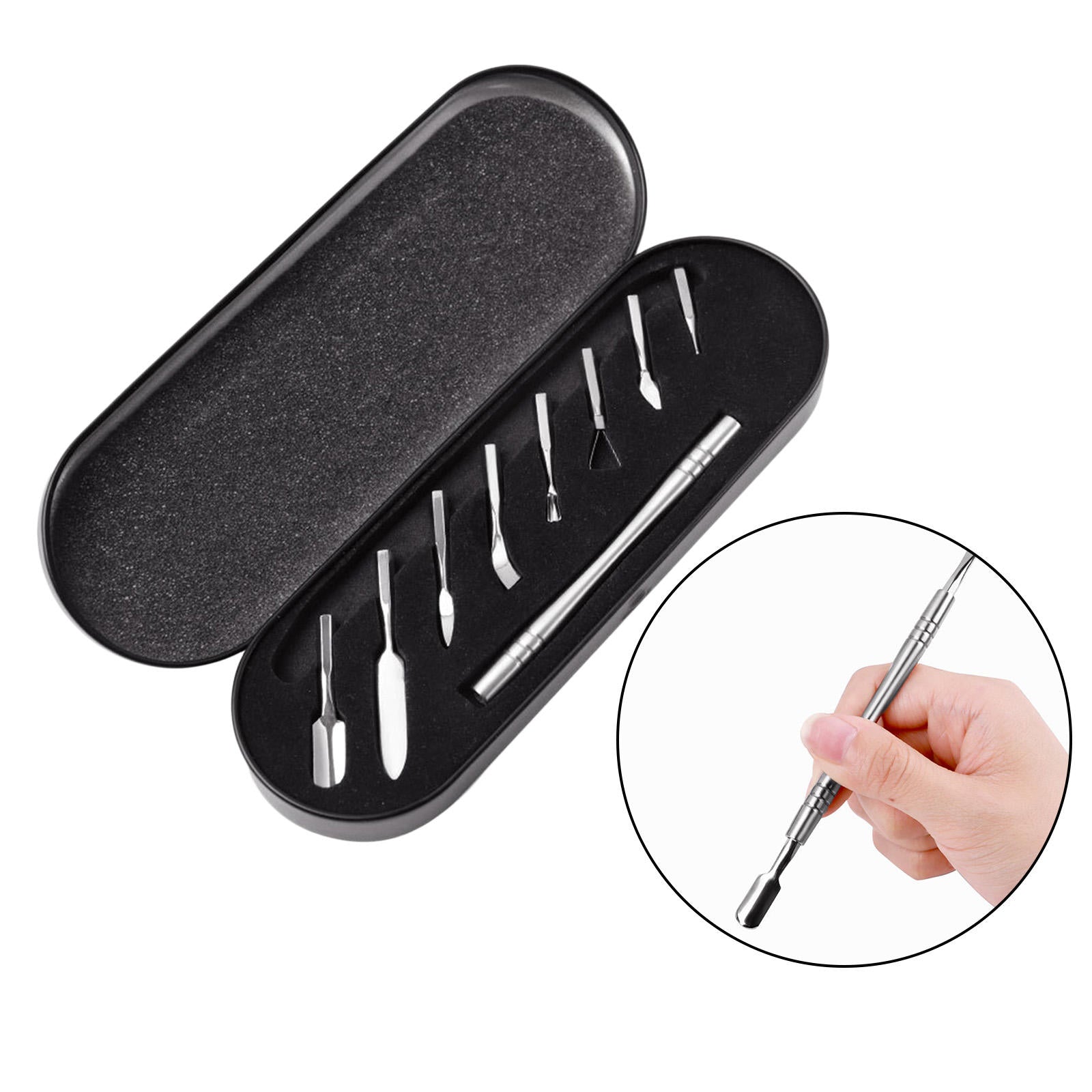 Cuticle Pusher Set w/ Storage Box Remover Trimmer Nail Polish Kit Durable