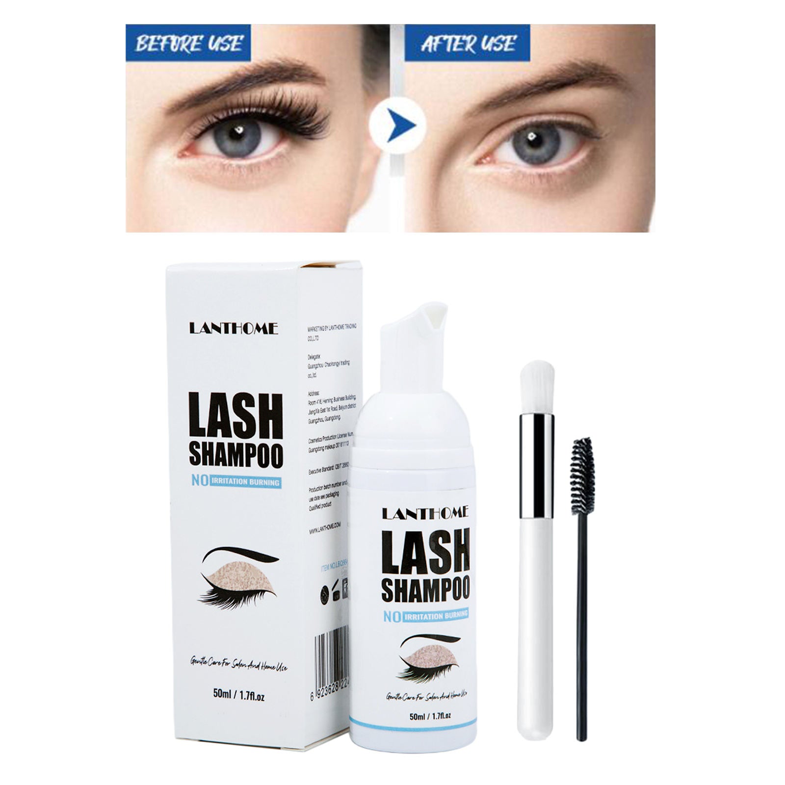 Eyelash Extension Shampoo Foaming Cleanser for Residue Mascara Self Use 50ml