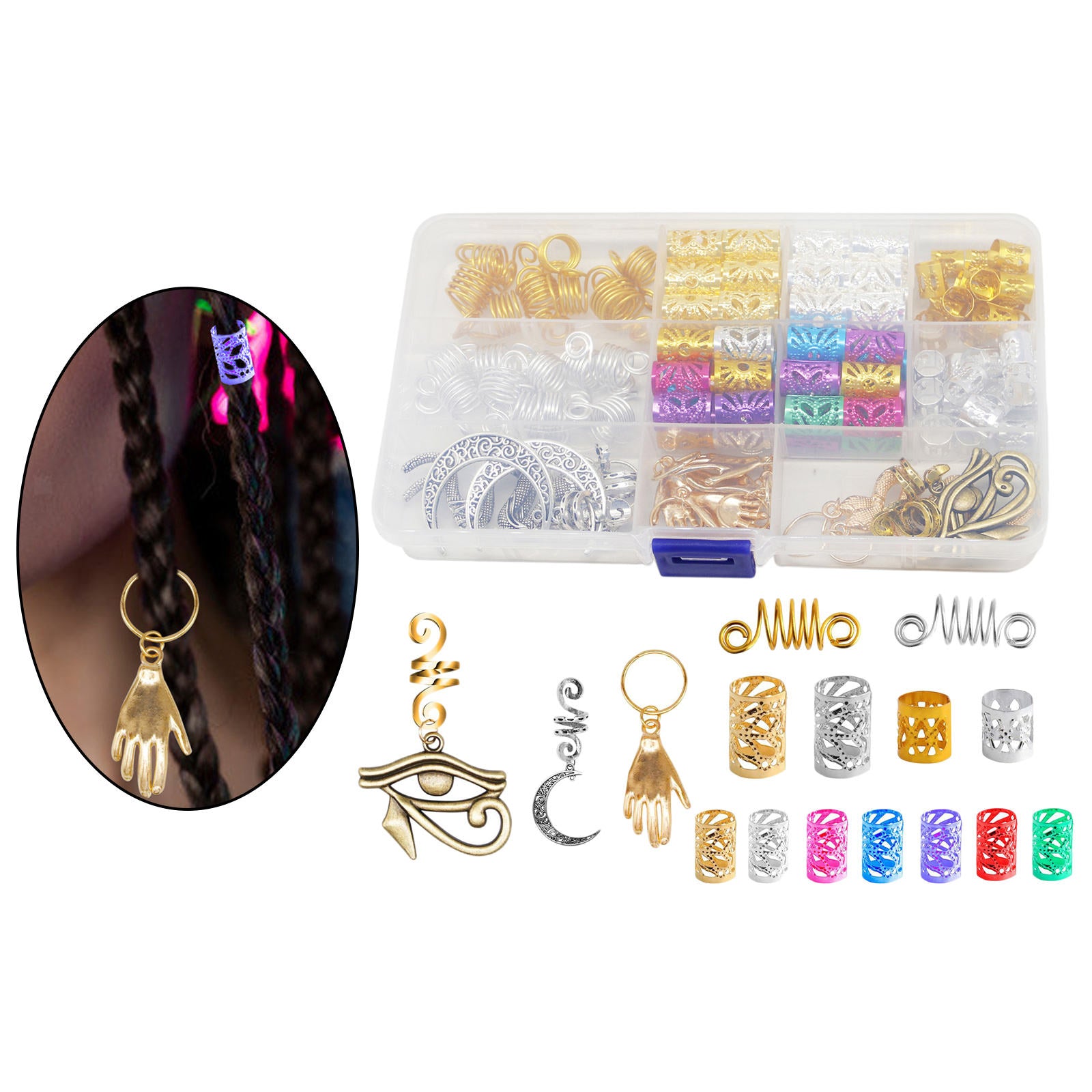 111Pcs Multicolor Dreadlocks Beads Hair Braid Cuff Braid Bead Hair Accessory