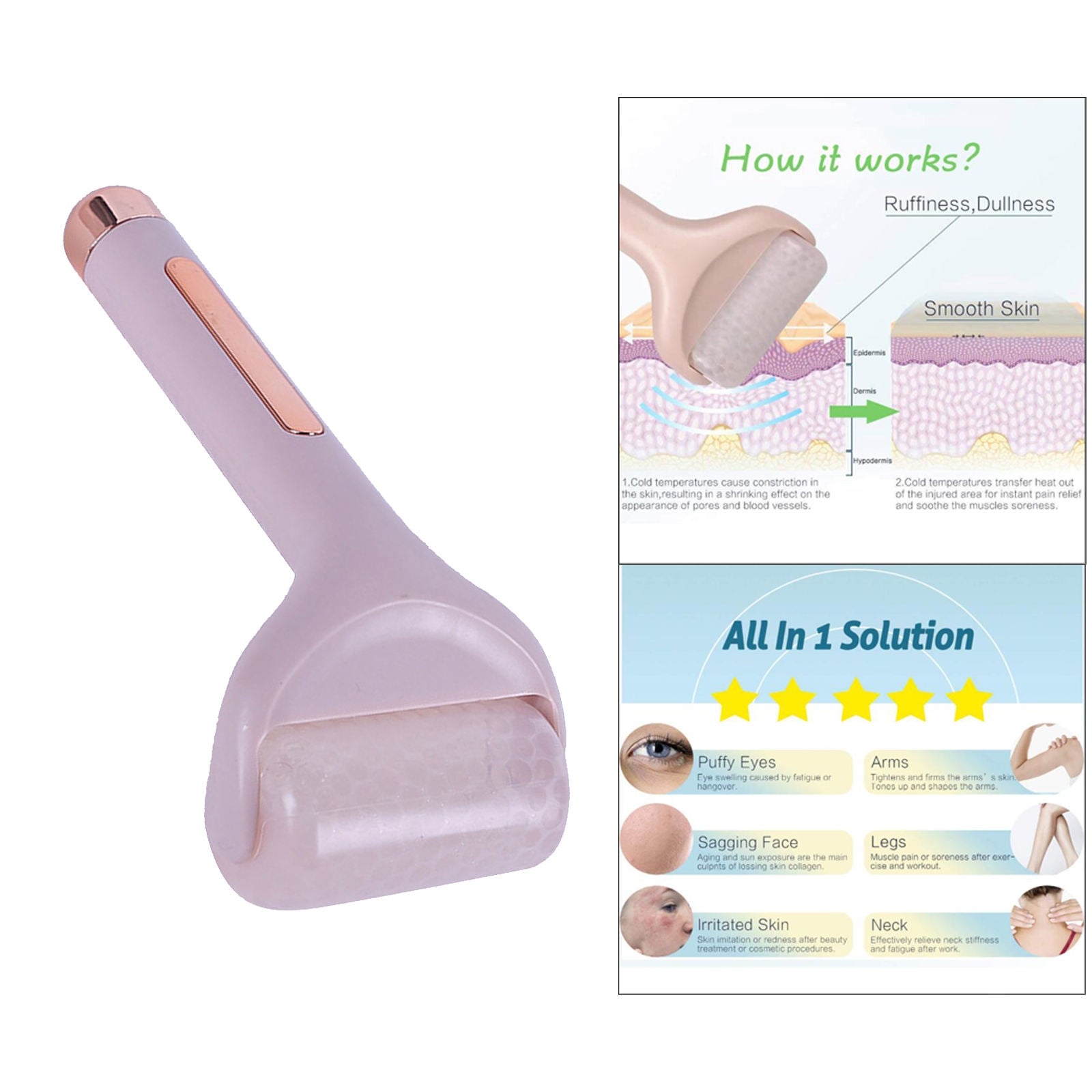 Beauty Ice Roller Face Eye Massager for Eye Puffiness Minor Injury Face Lift
