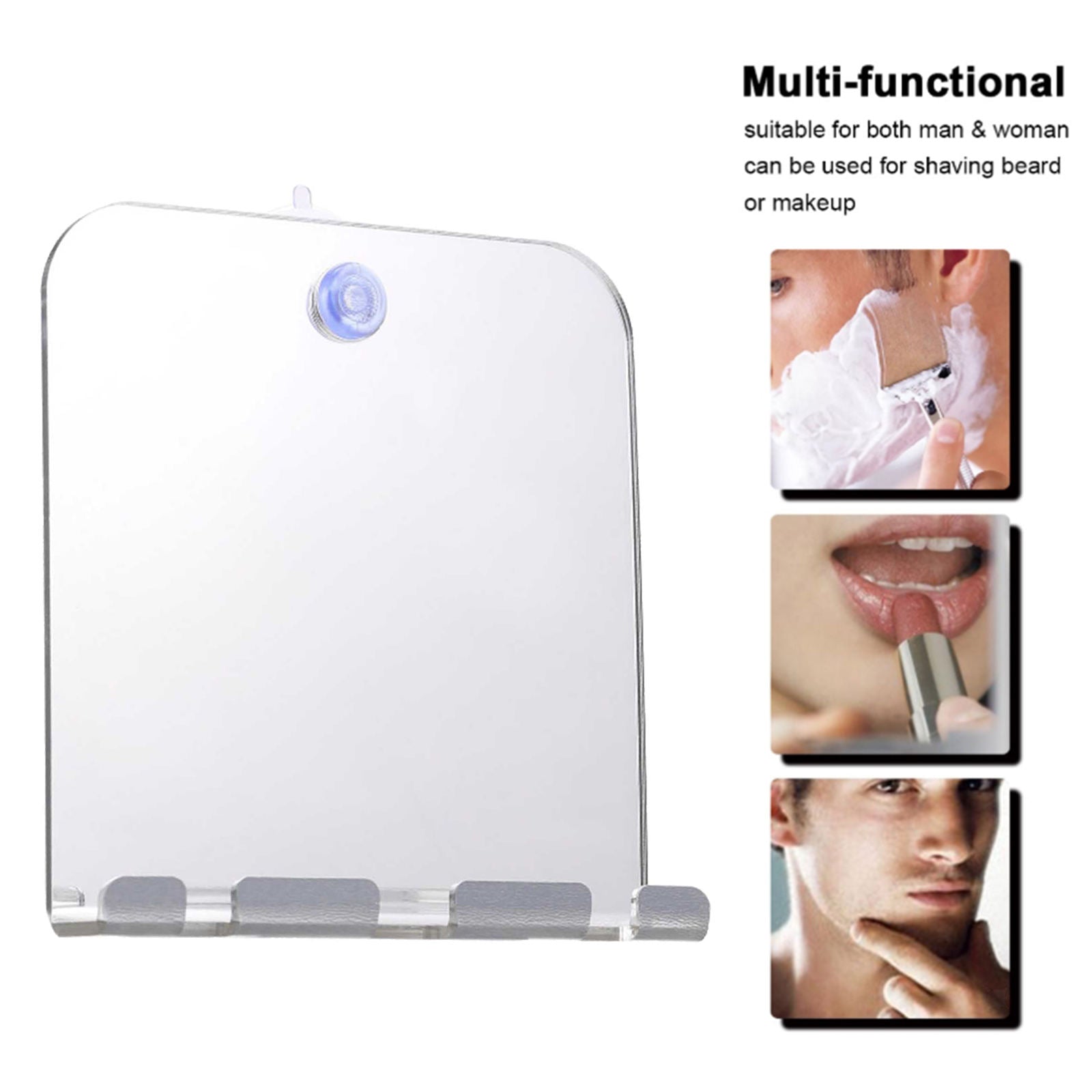 Portable Acrylic Fogless Shower Mirror with Suction Cup Travel Fogproof