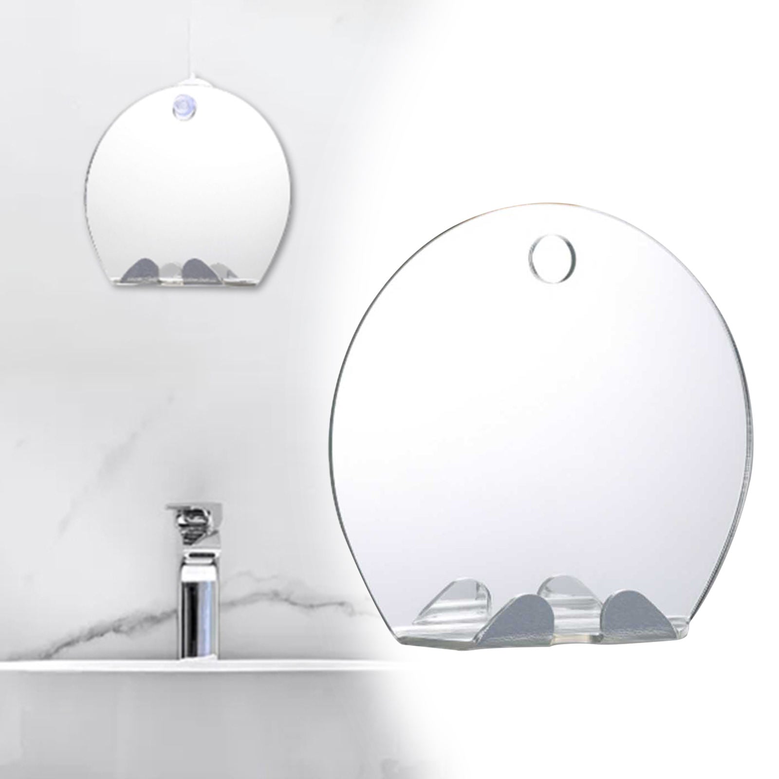 Anti Fog Shower Mirror with Suction Cup Wall Hanging Fog Free Makeup Mirror