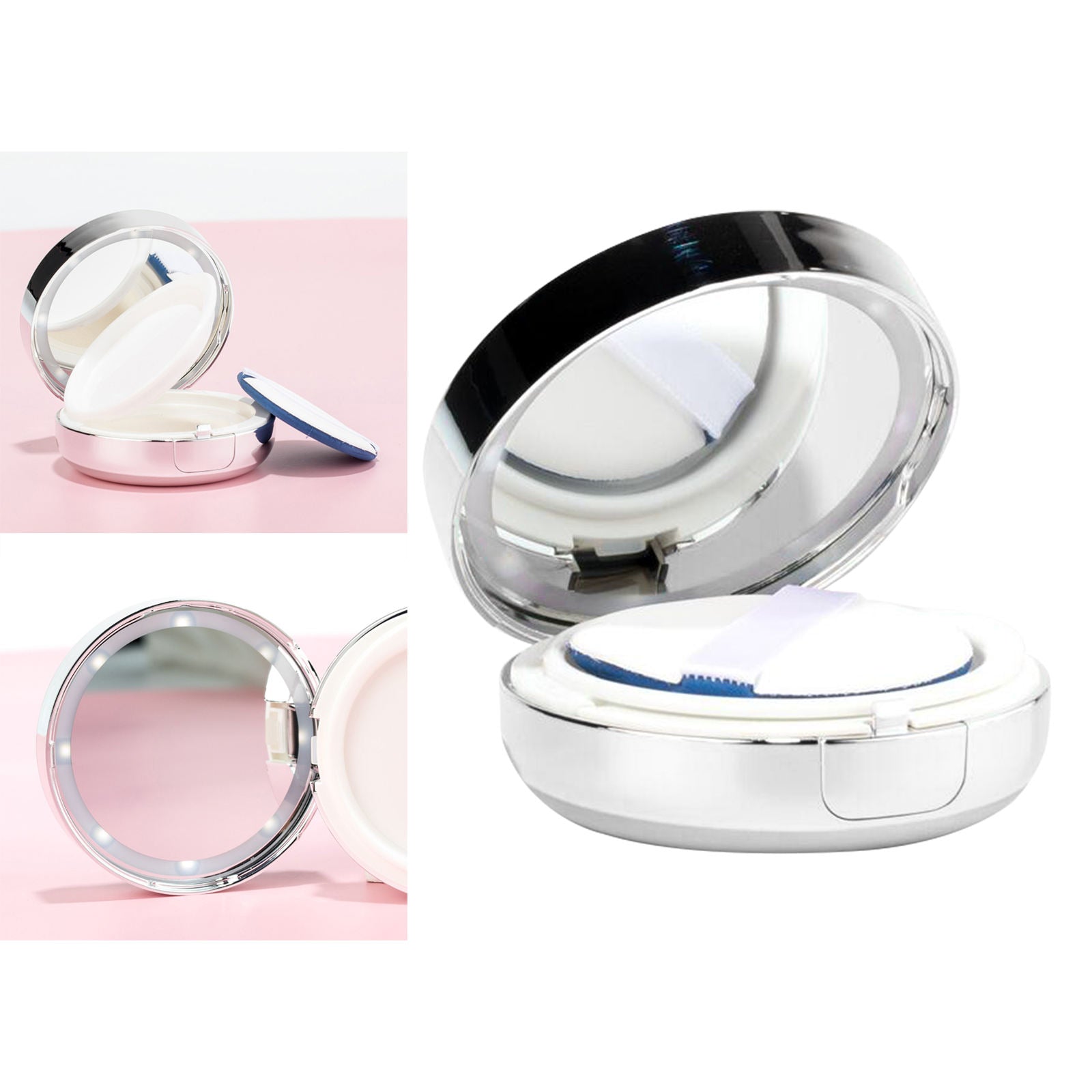 15ml Air Cushion Puff Box Refillable Luxurious for 8 LED Lights with Mirror