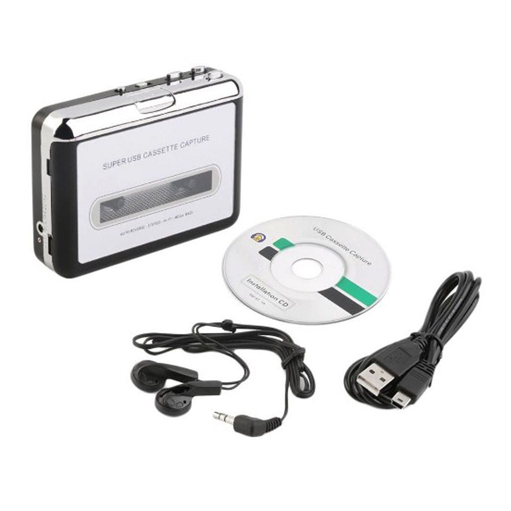 Portable Super Cassette Player w/ Headphone Cable Tape Recorder Capture