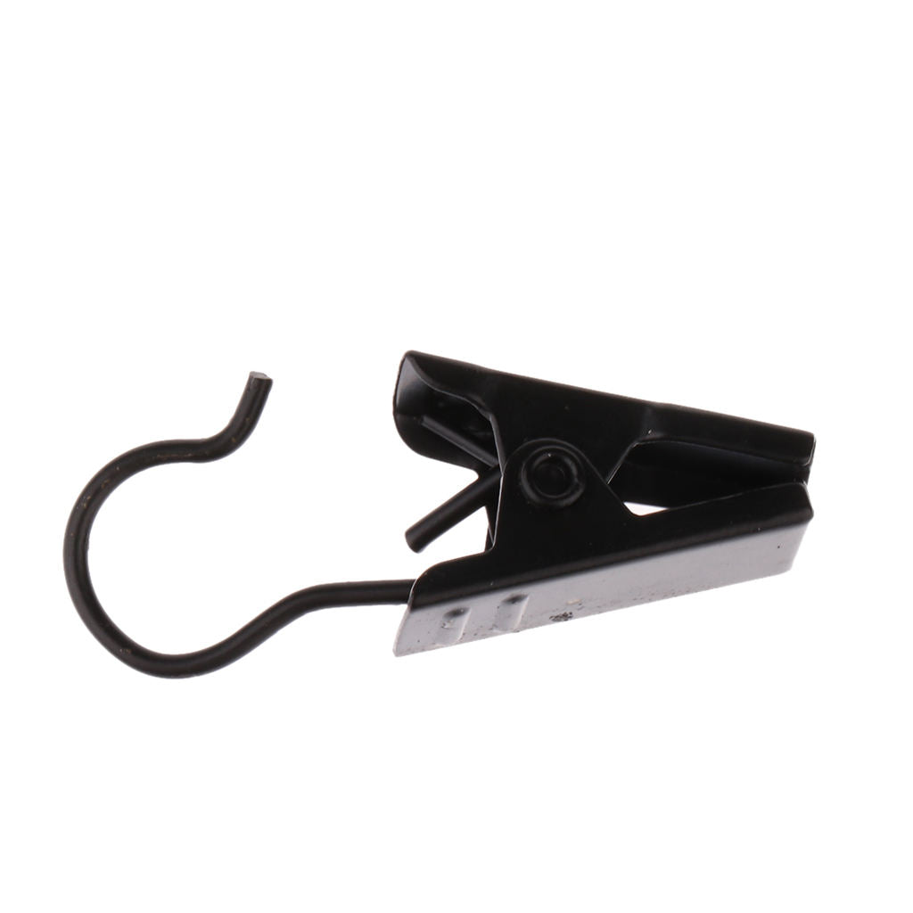 20 Pieces Stainless Steel Curtain Rings with Clips (Black)