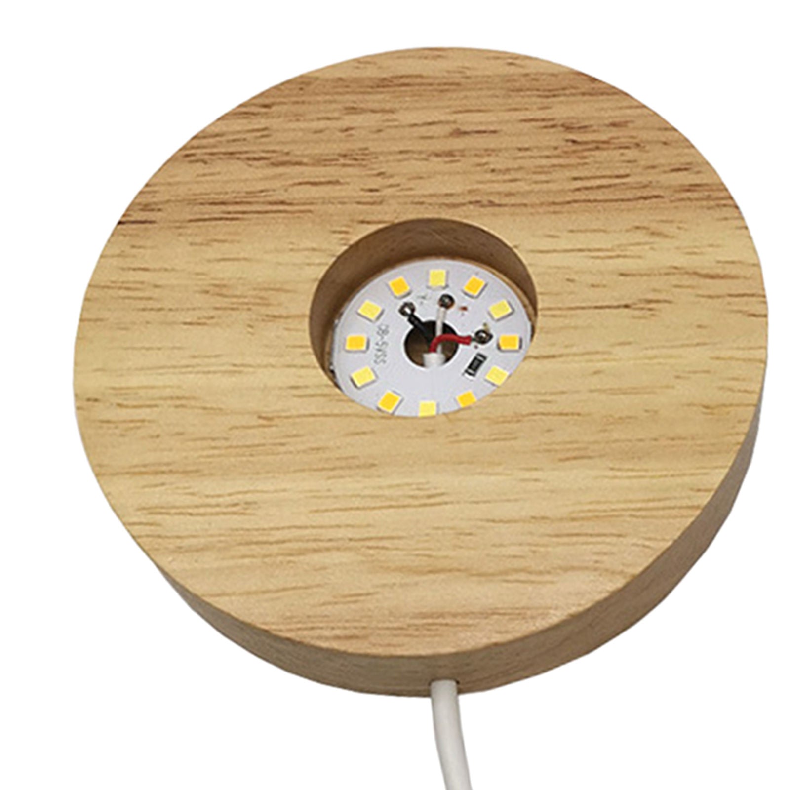 Desktop Round 3 Colors Wooden LED Light Base Ornament for Crystal Ball
