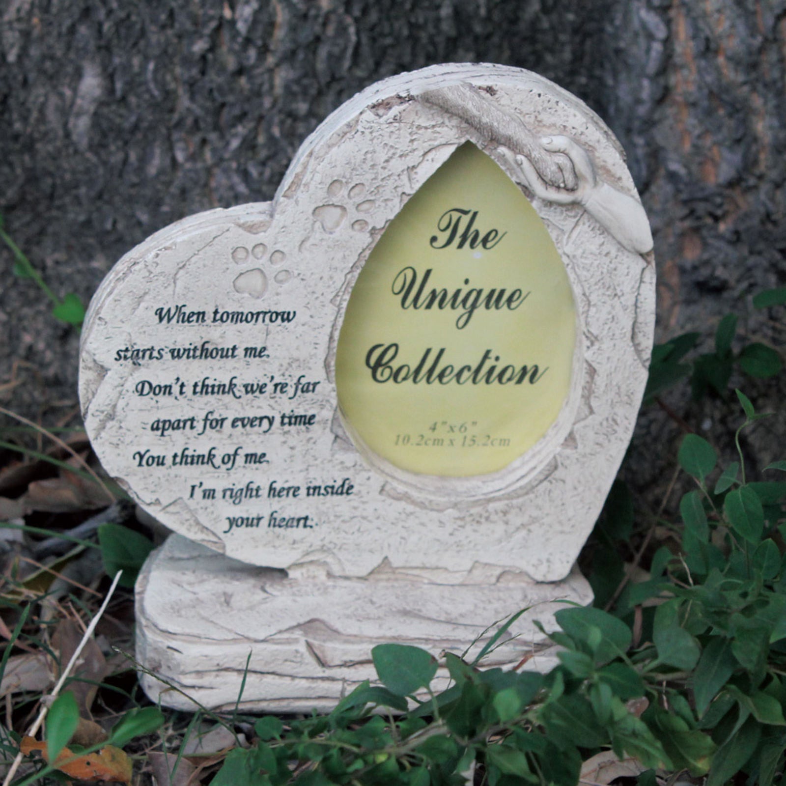 Pet Memorial Stone Heart Shaped Tombstone Cat with Yard Pet Loss Ornaments