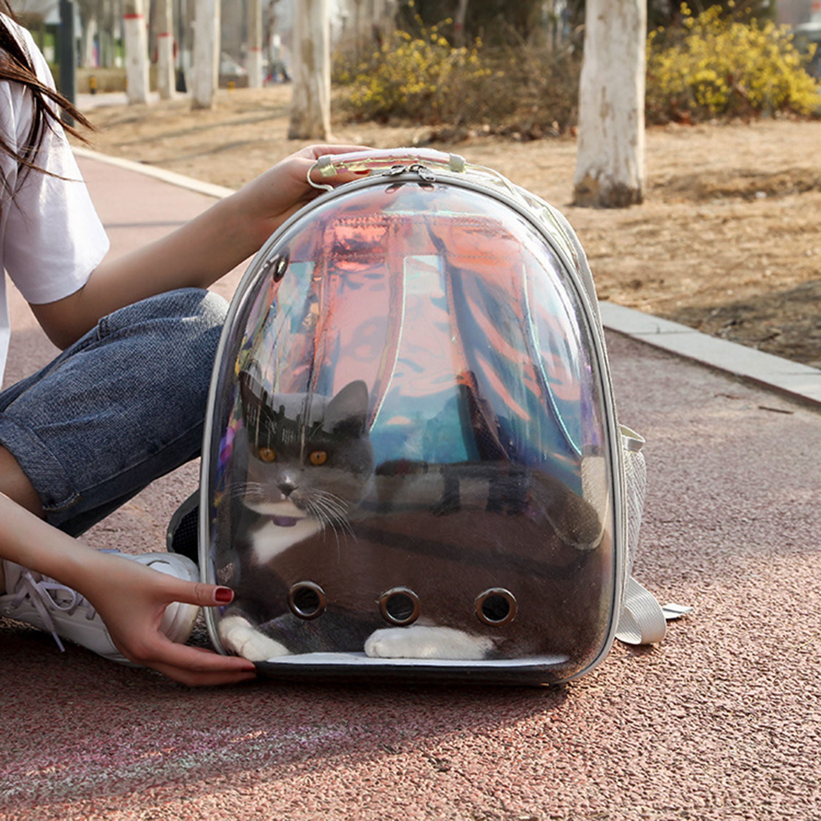 Pet Cat Dog Puppy Carrier Backpack Transparent Capsule Outdoor Shoulder Bag