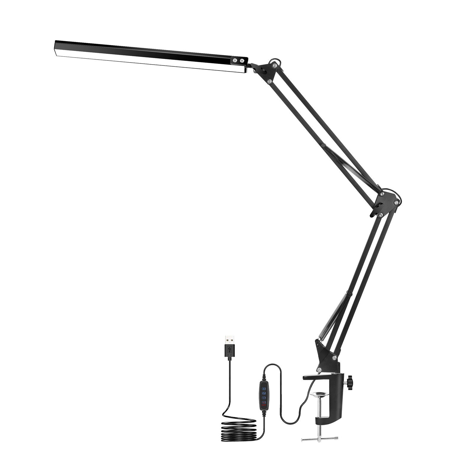 LED Desk Lamp with Clamp，Metal Swing Arm Folding Table Lamp, Eye-Care 10