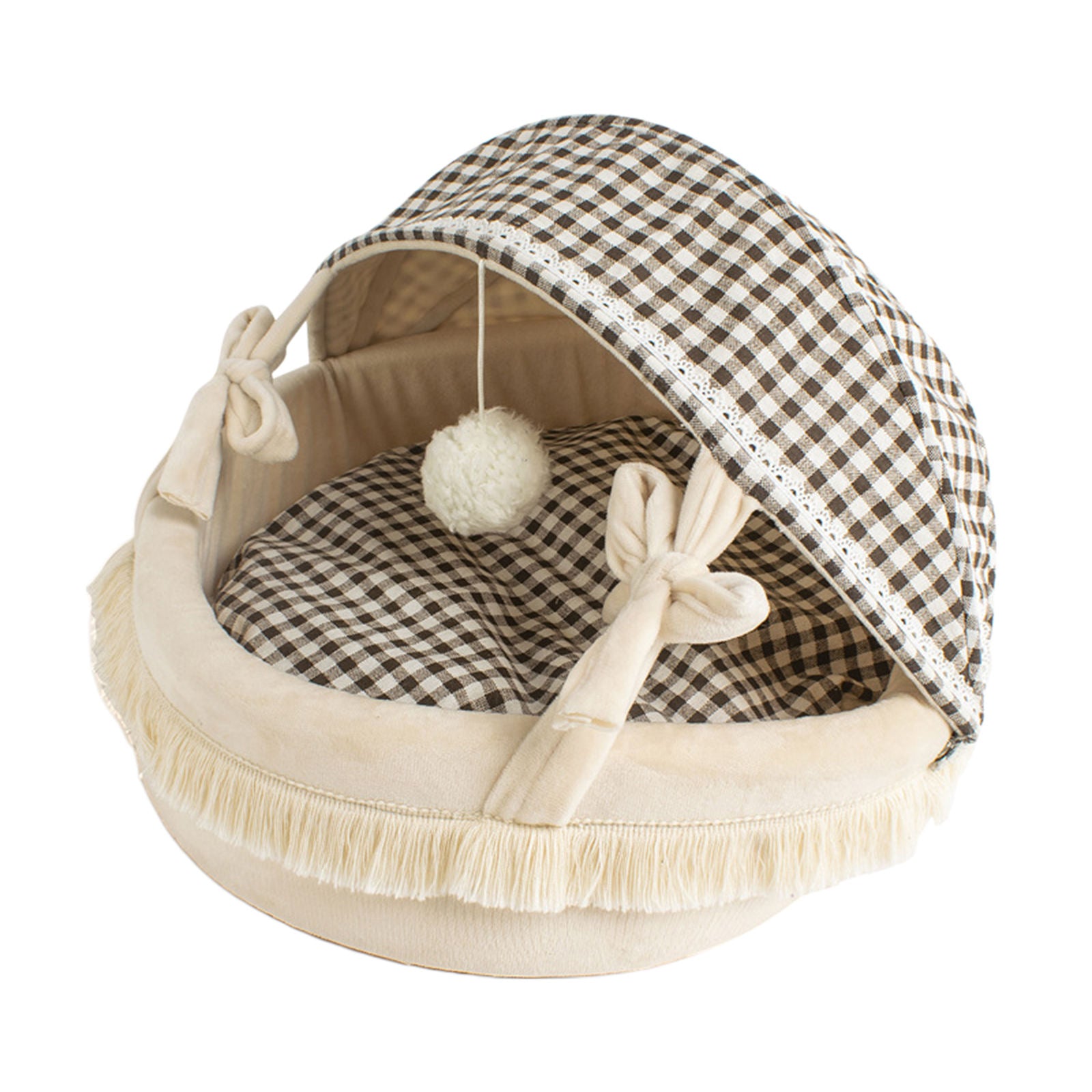 Pet Bed Sleeping Bed with Foldable Cover Soft Plush Pet Nest Bed for Rabbits