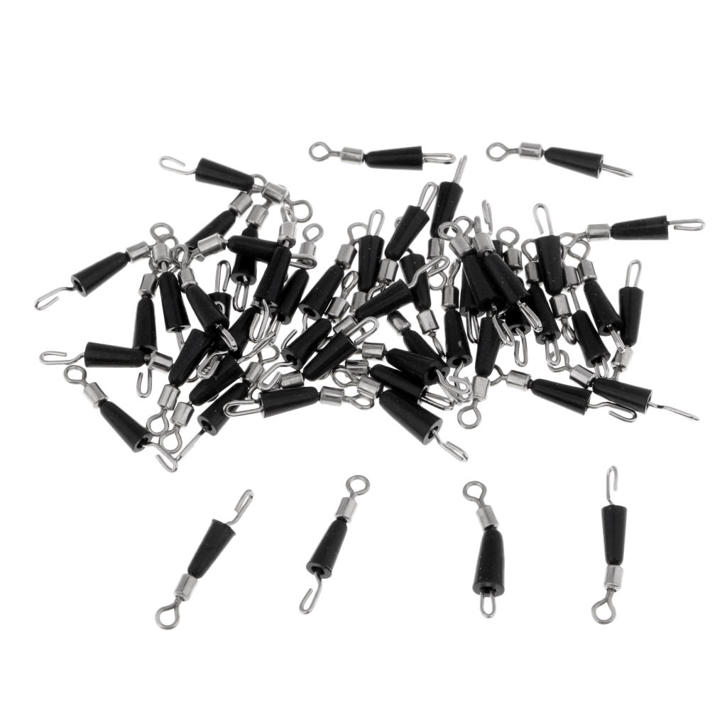 50Pcs Fishing Rolling Swivels Fast Link Quick-Change Snap Tackle Connector M