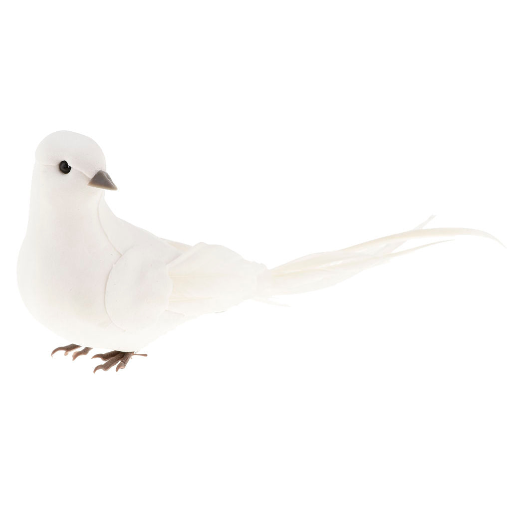 Decorative White Doves Artificial Foam Feather Wedding Deco Pigeon Realistic