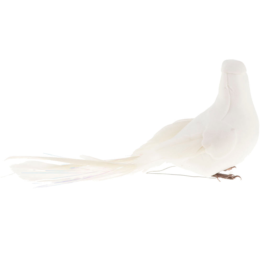 Decorative White Doves Artificial Foam Feather Wedding Deco Pigeon Realistic