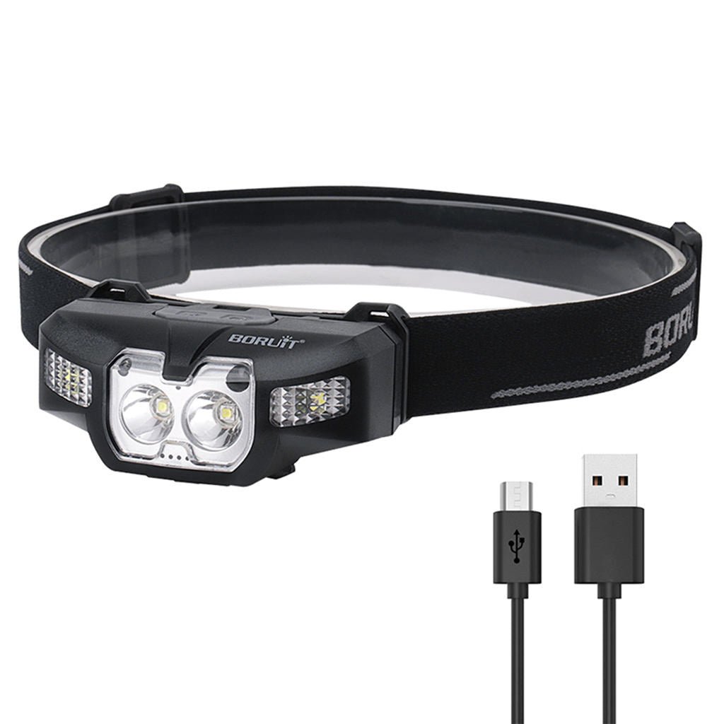 LED Rechargeable Headlamp Flashlight Headlight with 5 Modes, Adjustable Strap
