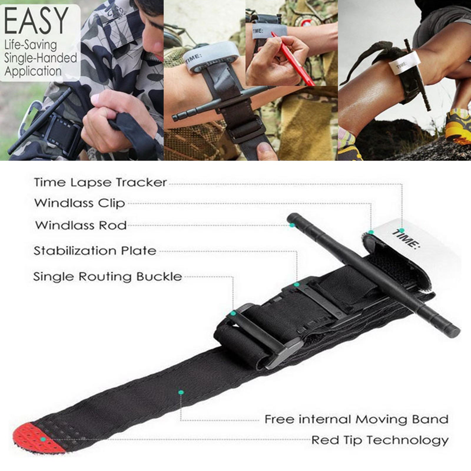 Outdoor Emergency Slow Release One Hand Fast Tourniquet
