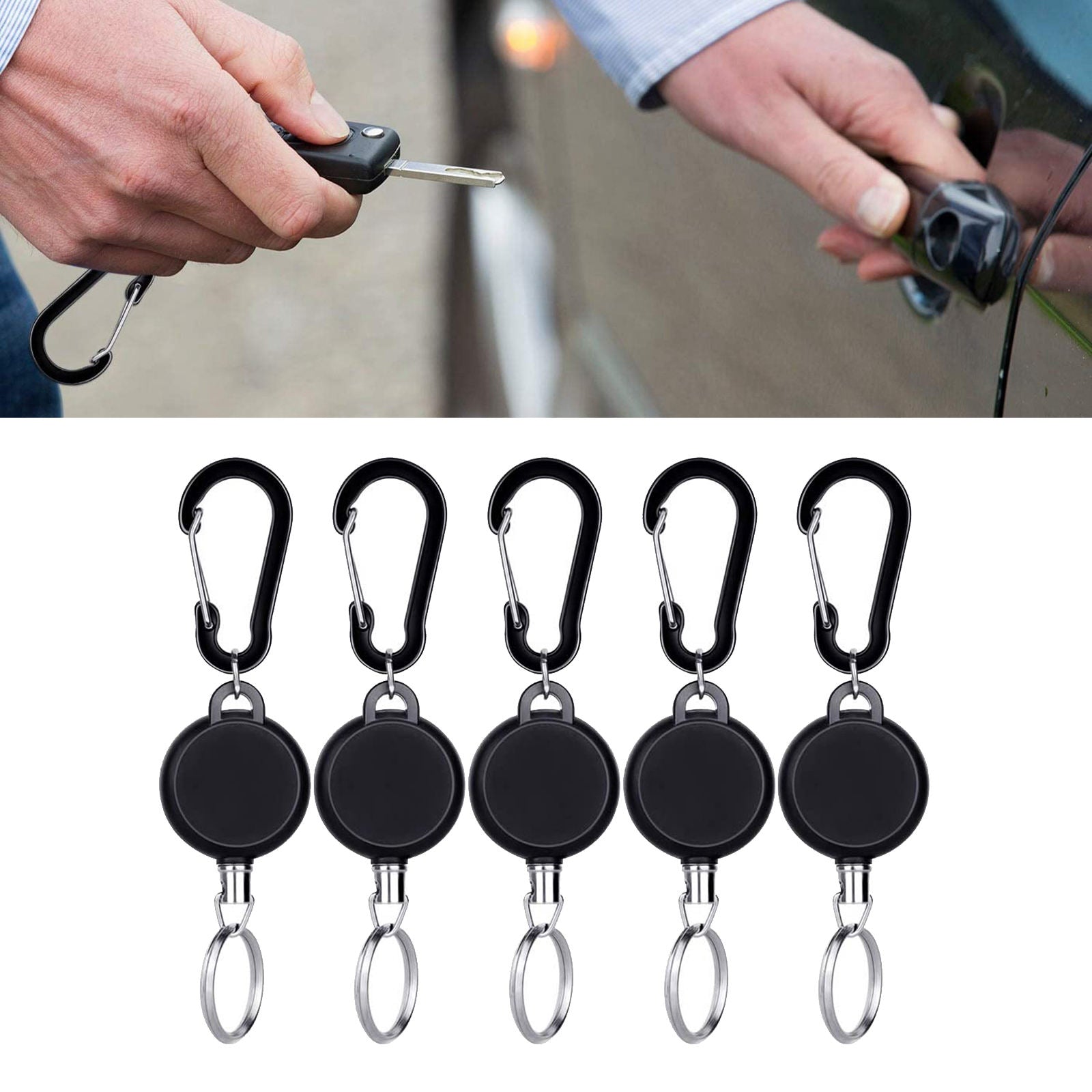 Pack of 5 Retractable Key Chain, Stretchable Key Holder with 60cm/ 23.6 Inches