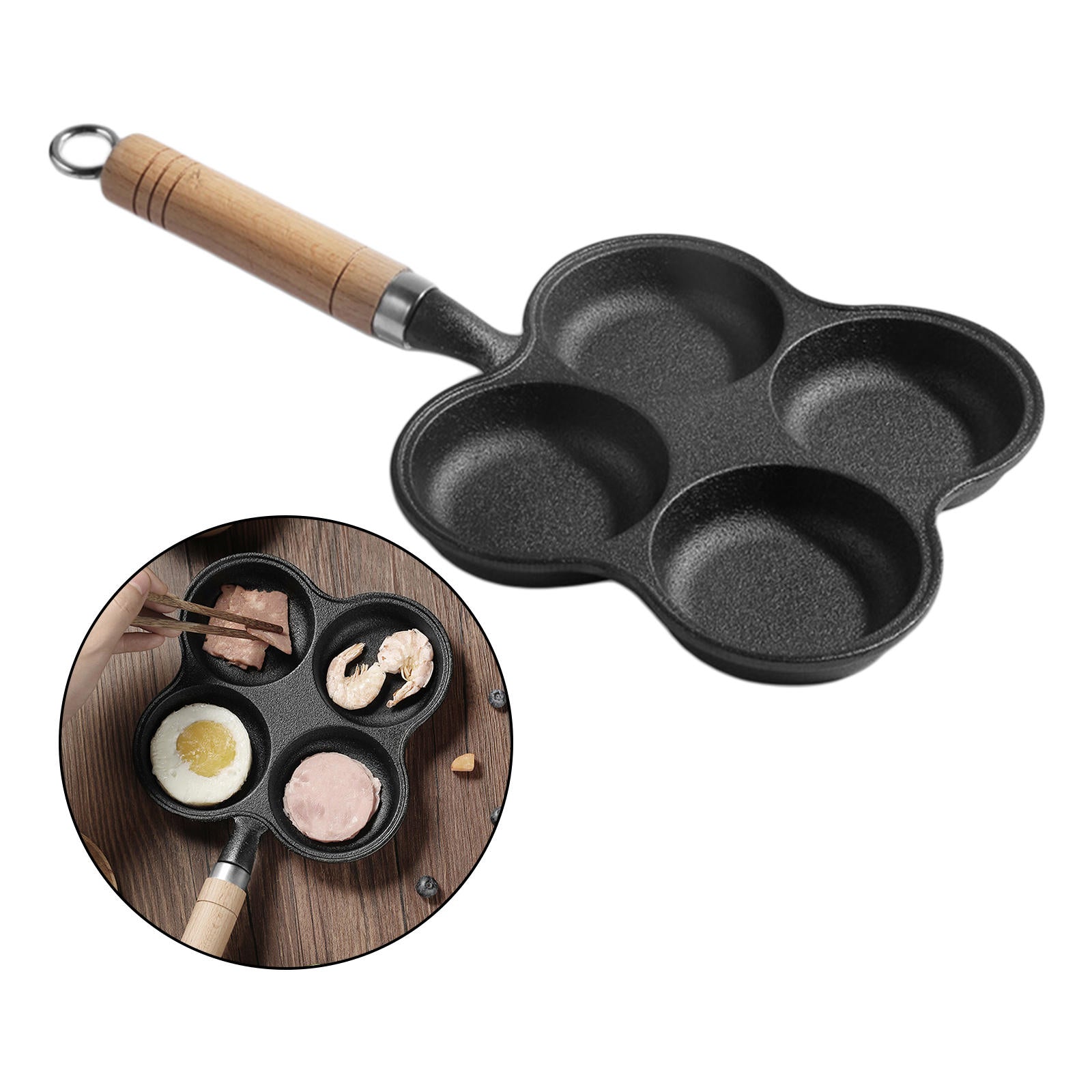 Non-Stick Egg Frying Pan Cast Iron Omelet Pans Induction Hob Making Cooker