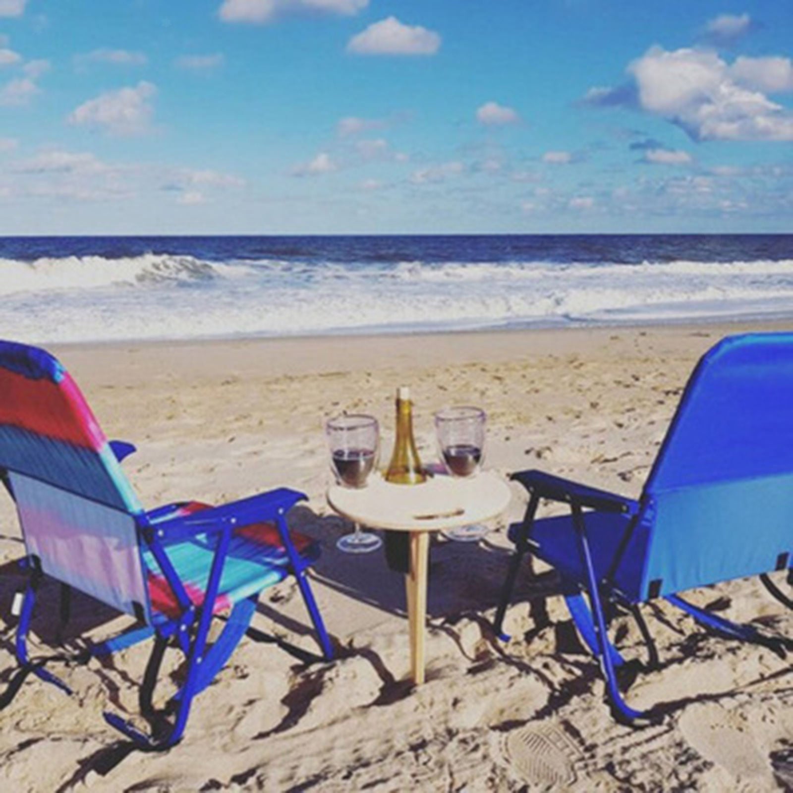 Outdoor Wine Table Picnic BBQ Wine Glass Bottles Holder Support Rack Snack