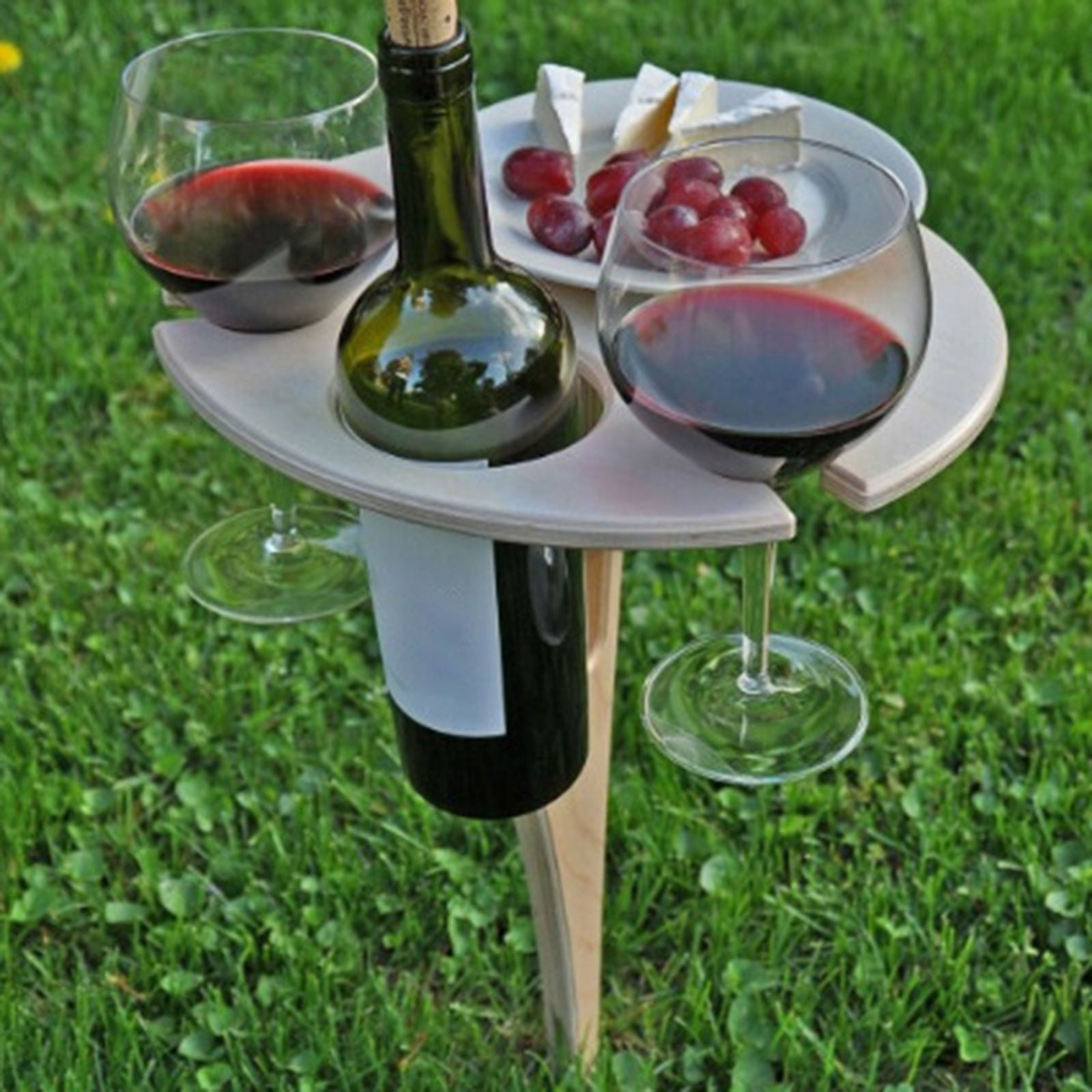 Outdoor Wine Table Picnic BBQ Wine Glass Bottles Holder Support Rack Snack
