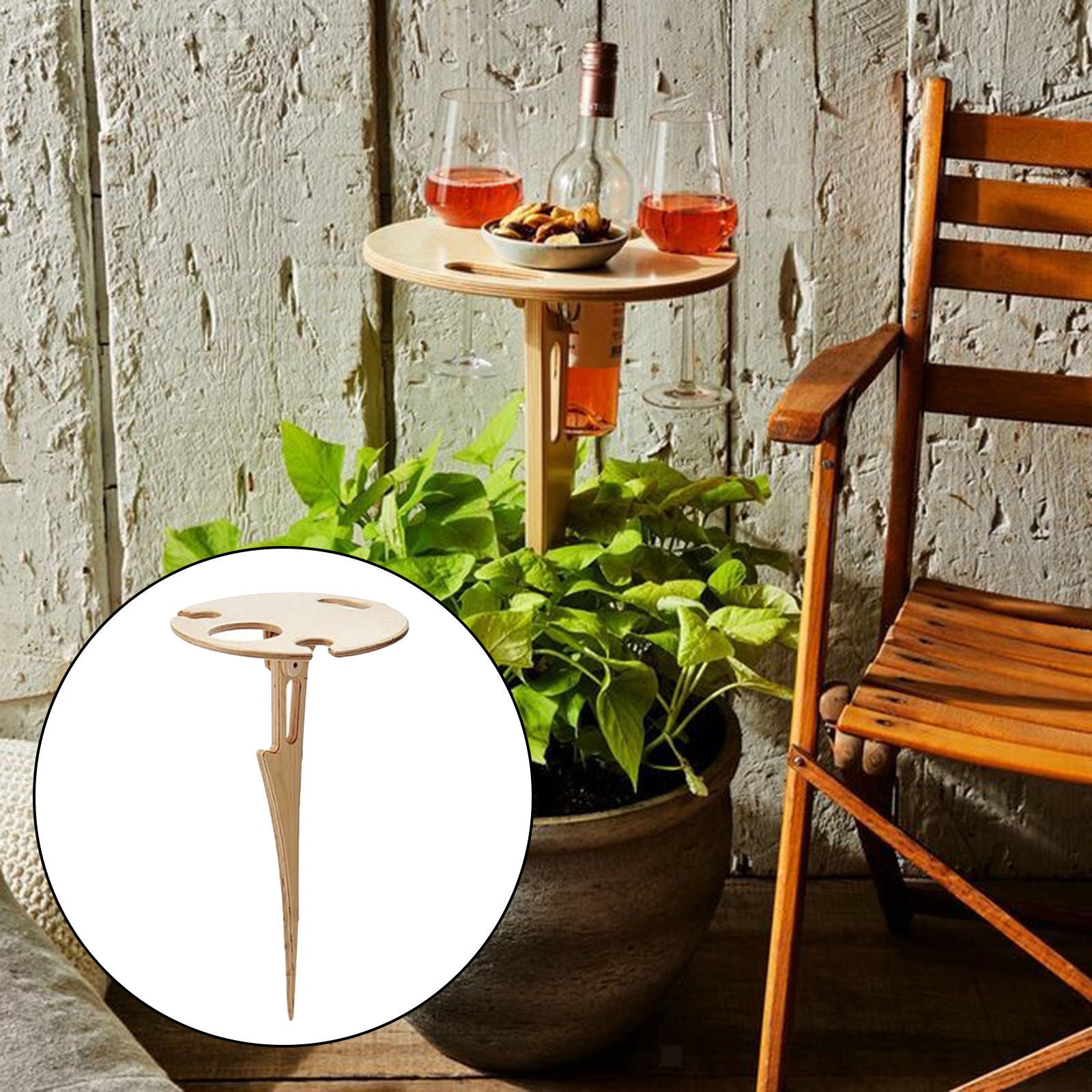 Outdoor Wine Table Picnic BBQ Wine Glass Bottles Holder Support Rack Snack