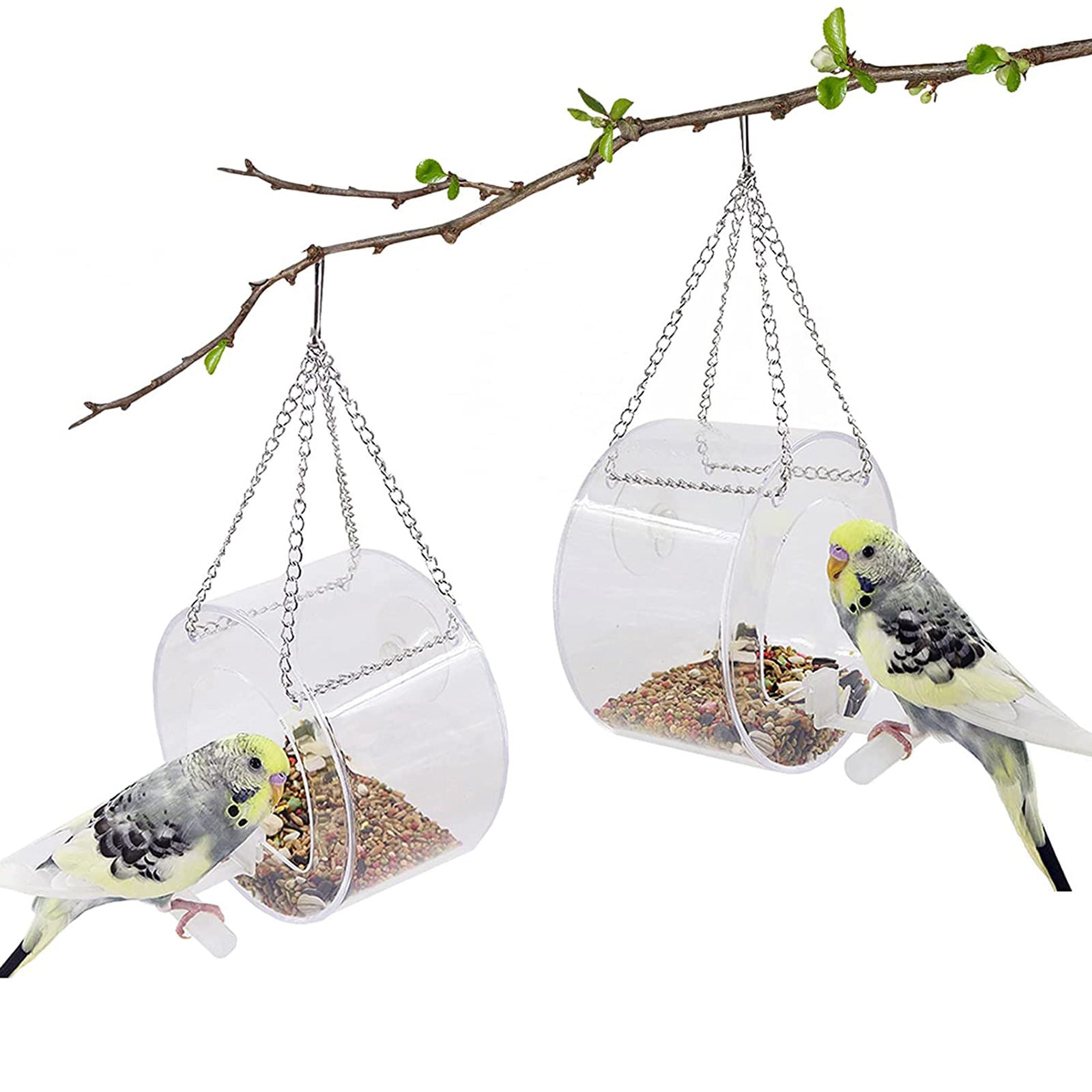 Acrylic Window Bird Feeder with Tray for Wild Birds, Finches Macaws