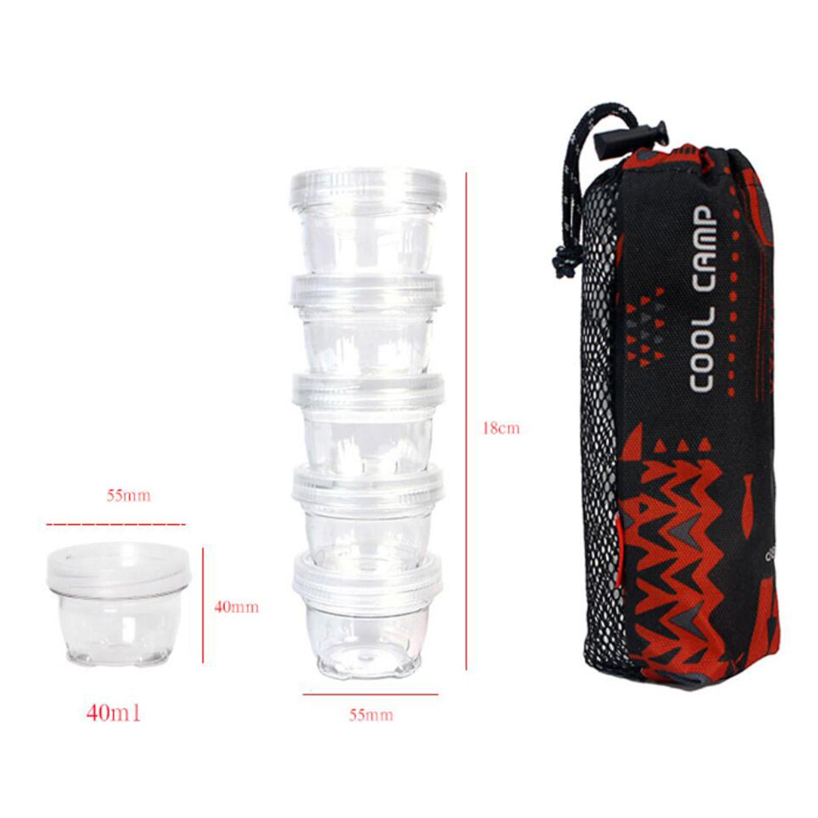 Portable 5 Pcs Seasoning Box Spice Bottle Set 40ml Transparent for Barbecue