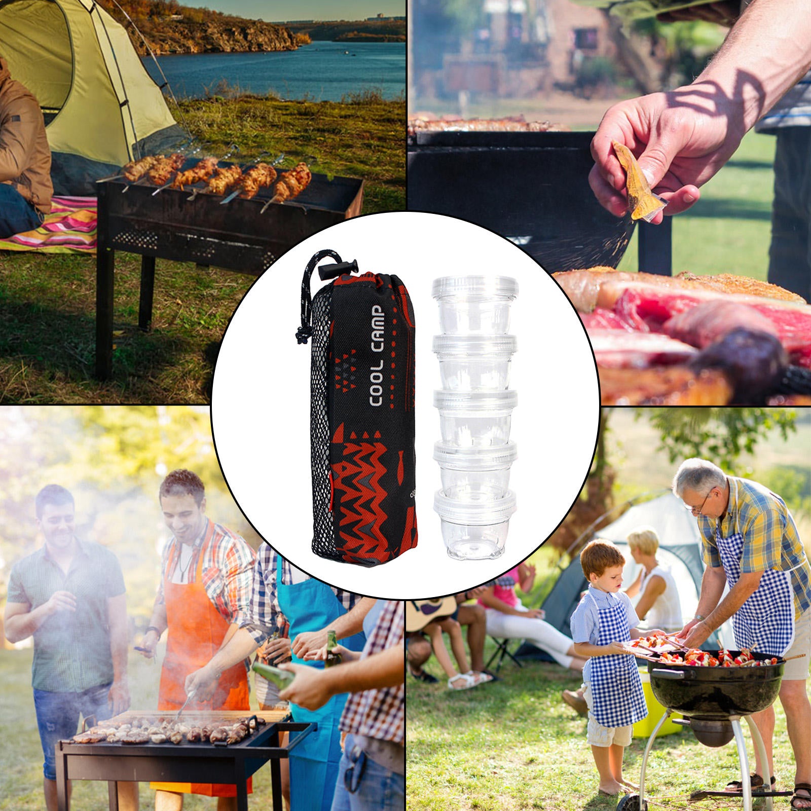 Portable 5 Pcs Seasoning Box Spice Bottle Set 40ml Transparent for Barbecue