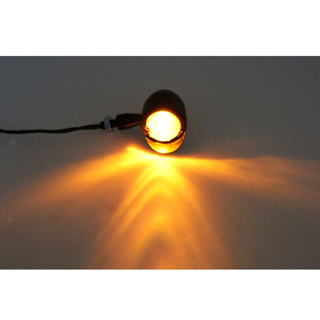 Pair of Universal Motorcycle Metal Turn Signals Indicator Lamps Sliver 3