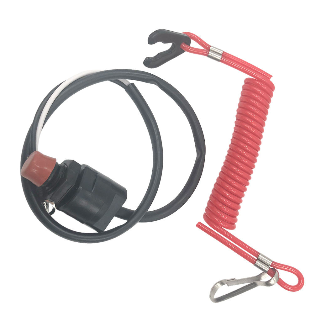 Universal Marine Boat Emergency Cut-Off Switch with Coiled Lanyard