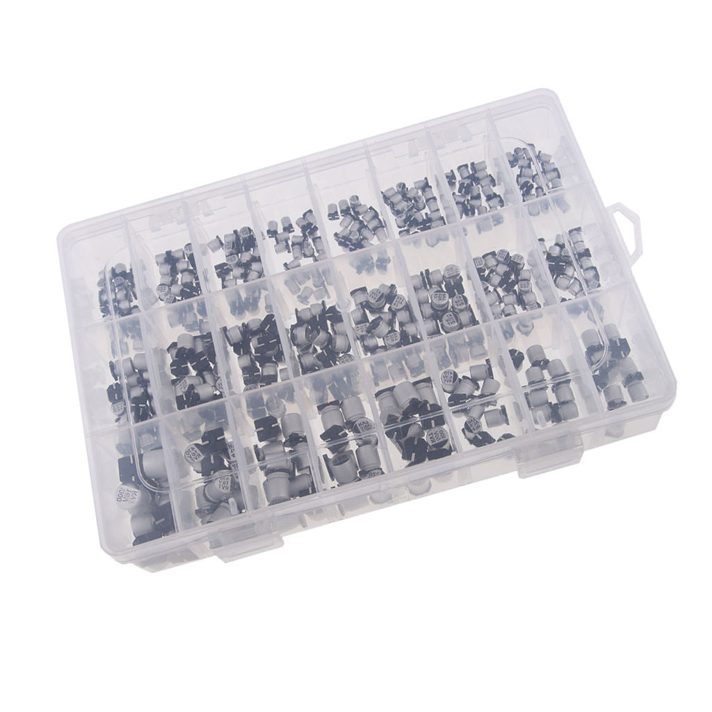 24 Values 400pcs SMD Aluminum Electrolytic Capacitors Assortment Box Kit .