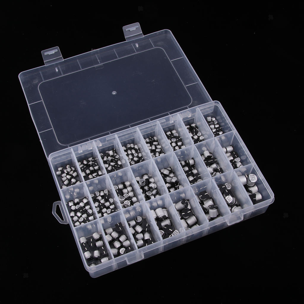 24 Values 400pcs SMD Aluminum Electrolytic Capacitors Assortment Box Kit .