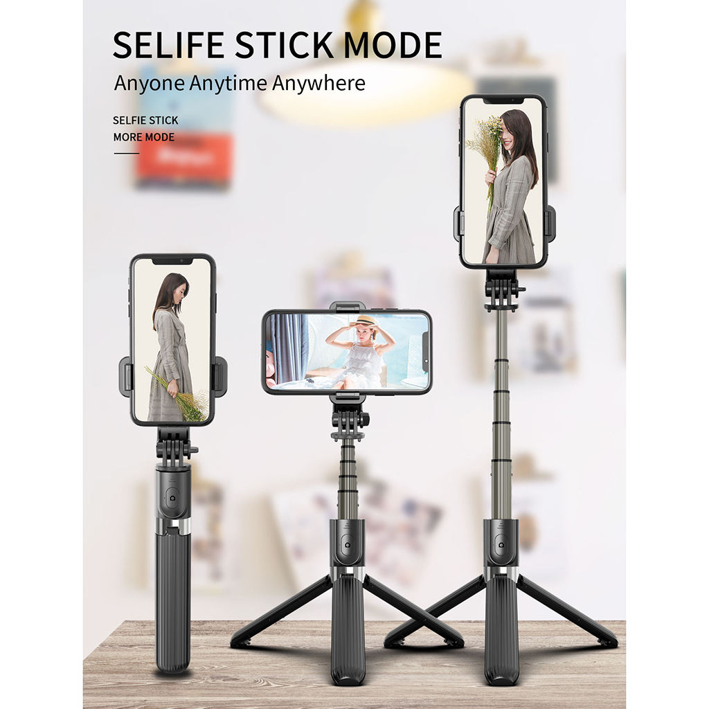 Expandable selfie stick tripod bluetooth remote control shutter release for