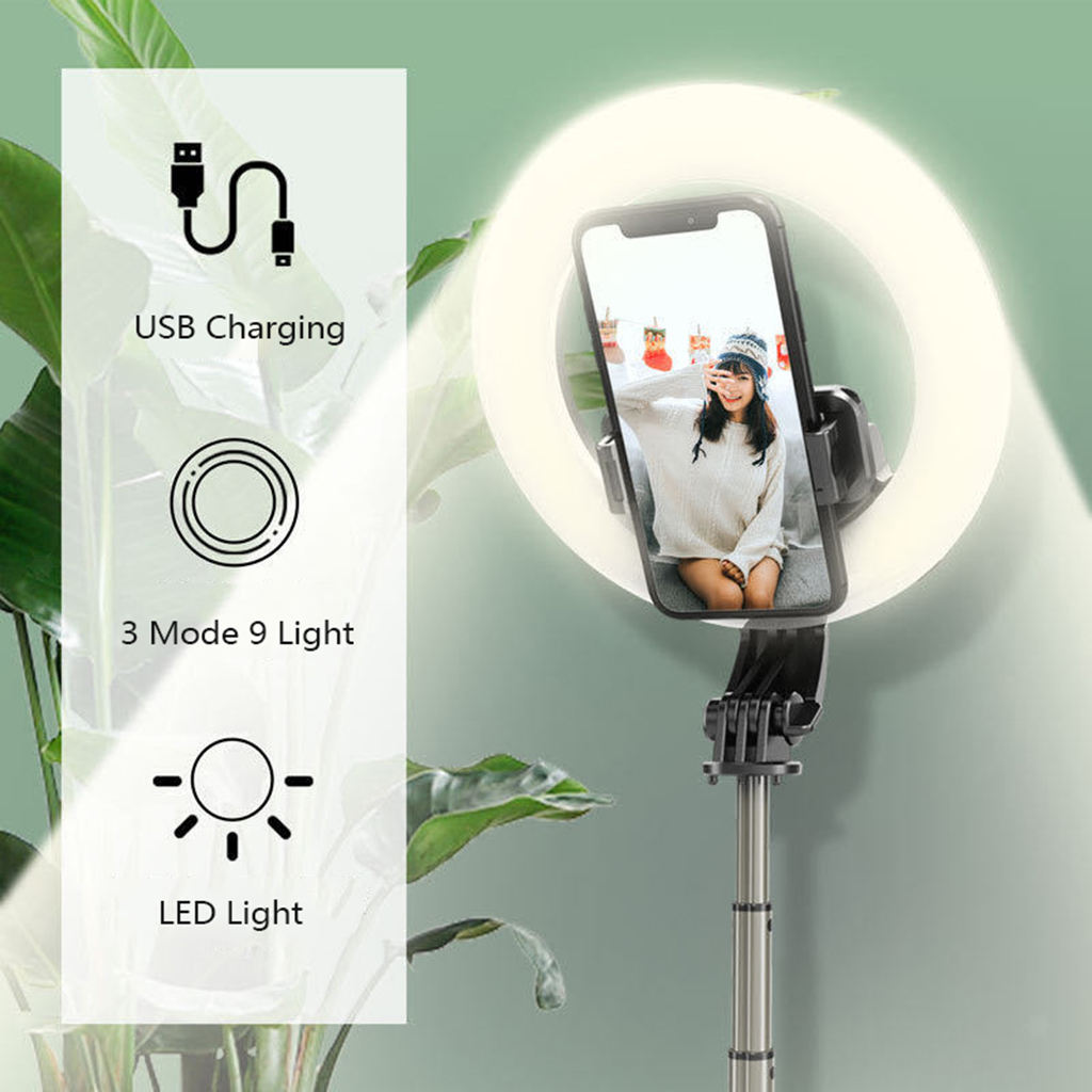5"  Light LED Studio Photo Video Dimmable W/ Bluetooth Tripod Selfie Stick