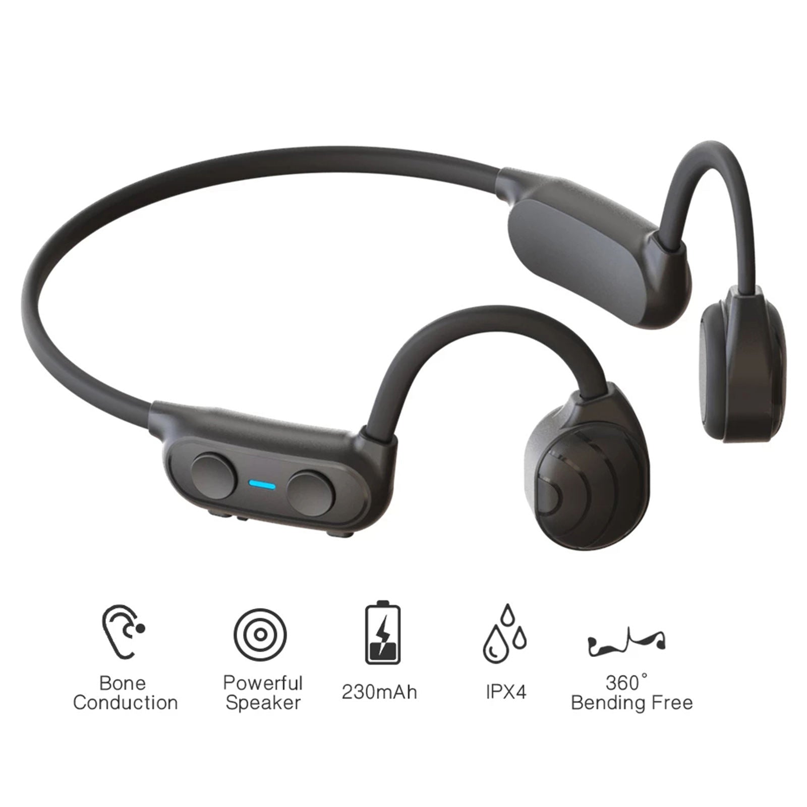 Bluetooth Open Ear Bone Conduction Headphones Earbuds Sports with Microphone