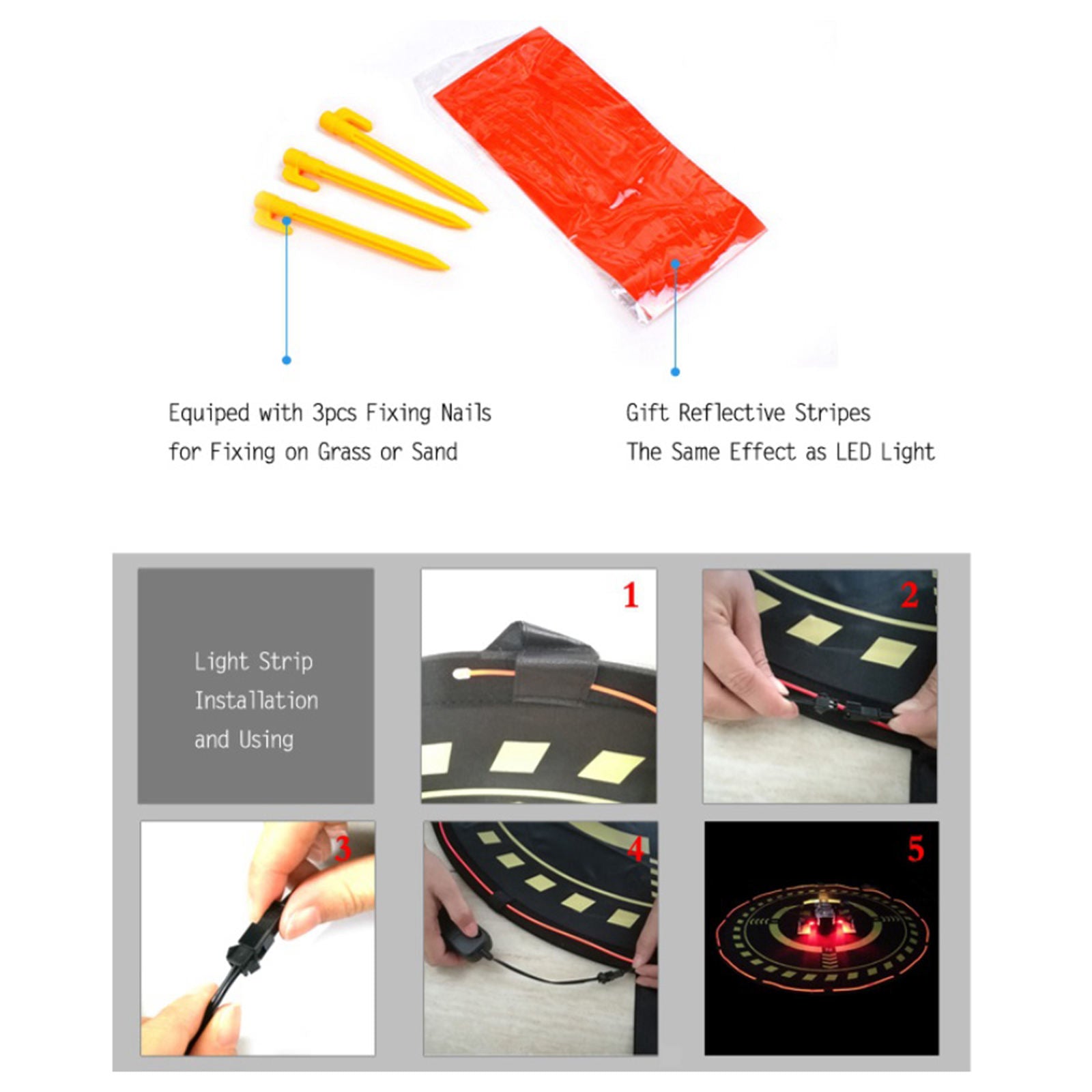 70cm Drones Landing Pad with LED Lamp for DJI Air 2S Durable Easy Carry