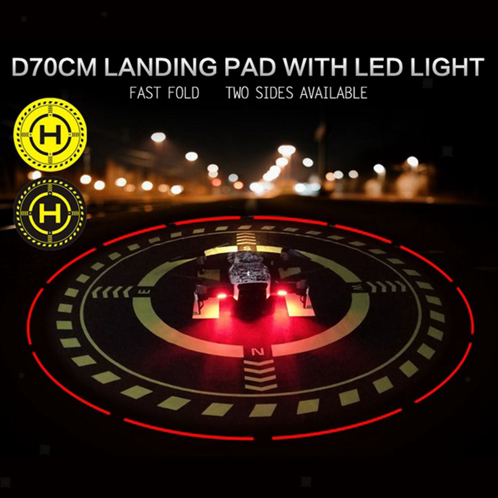 70cm Drones Landing Pad with LED Lamp for DJI Air 2S Durable Easy Carry