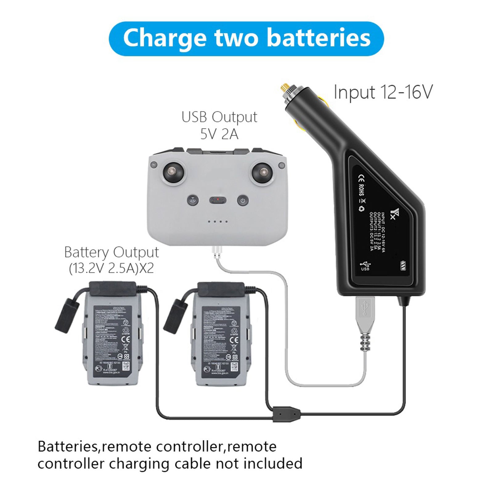 Drone 3in1 Car Charger USB Port for DJI Mavic Air 2S Drone Accessories