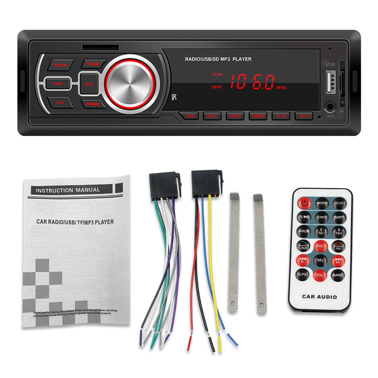 Car Stereo Hands-Free Calling USB Port AUX Input Wireless Remote Control