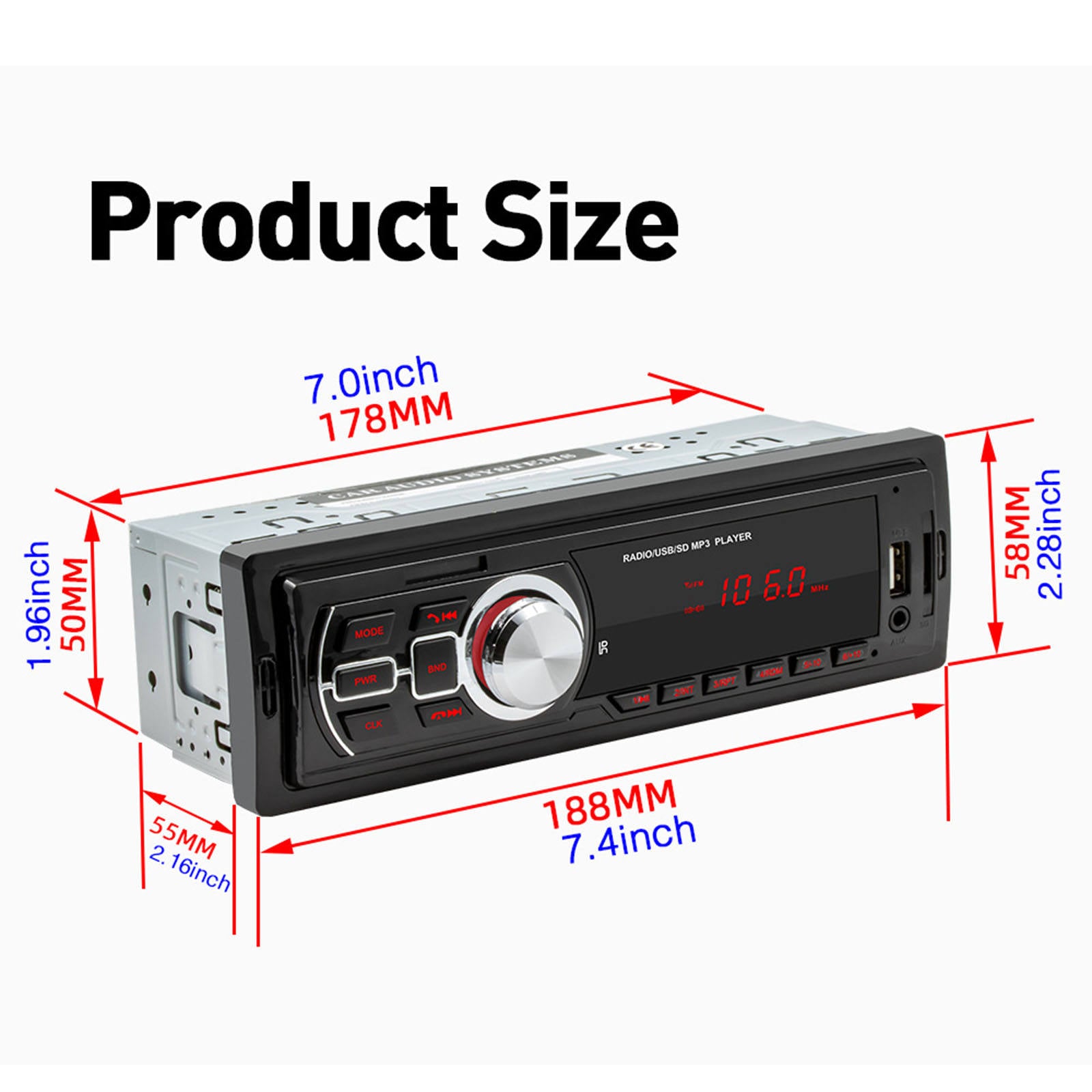 Audio Systems Car Stereo Built-in Microphone USB Port AM/FM Radio Receiver