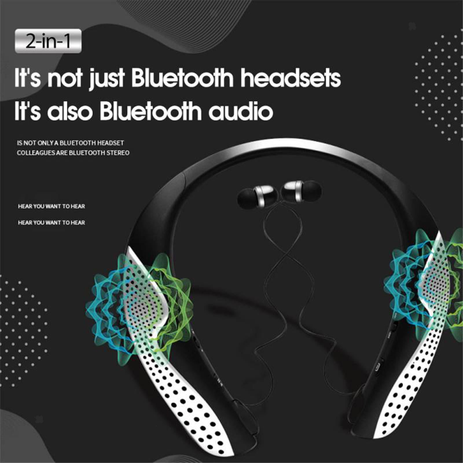 Wearable Wireless Speaker Bluetooth 5.0 w/Retractable Earbuds Handsfree