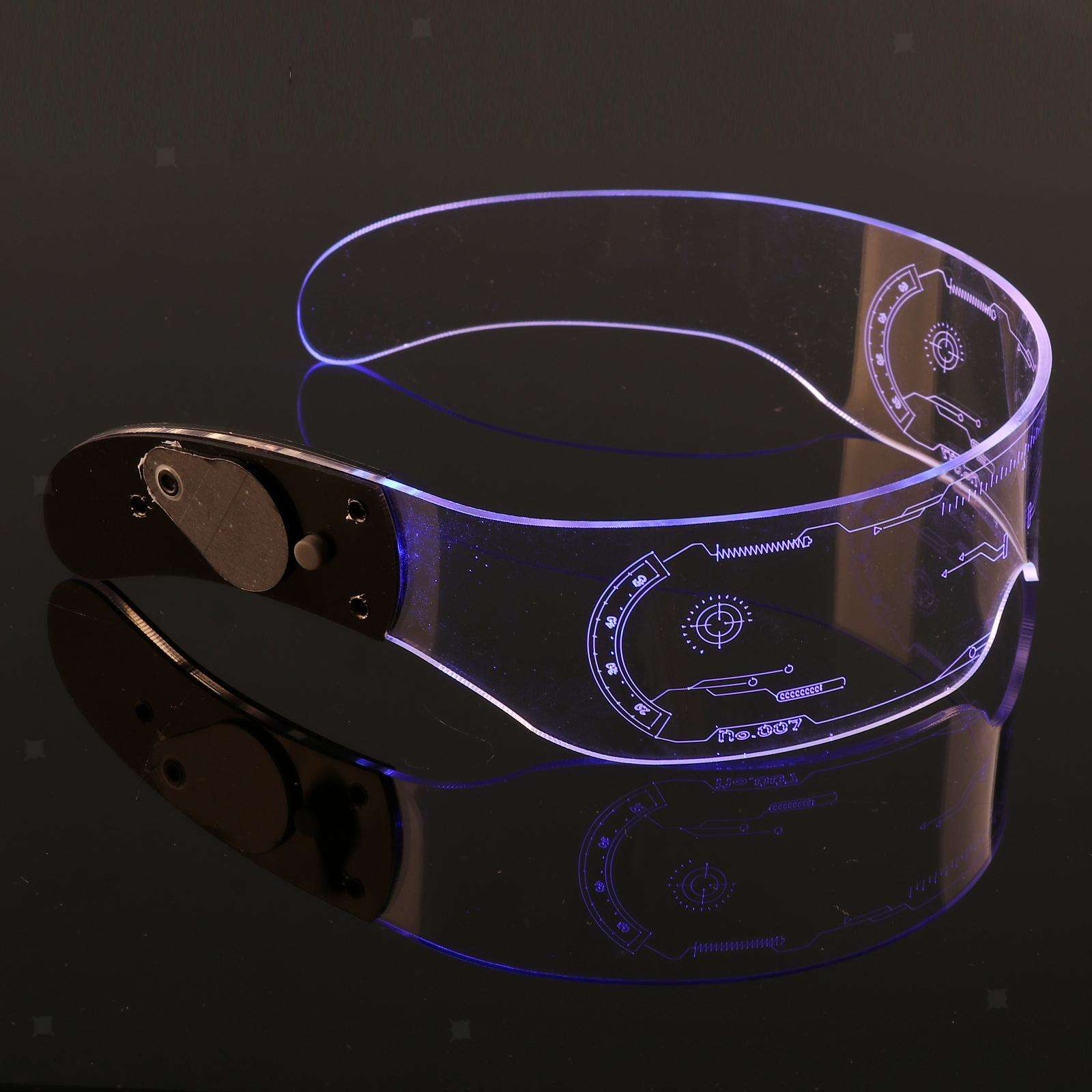 Futuristic LED Glasses 7 Colors Light Up Eyeglasses Monoblock Shield Club
