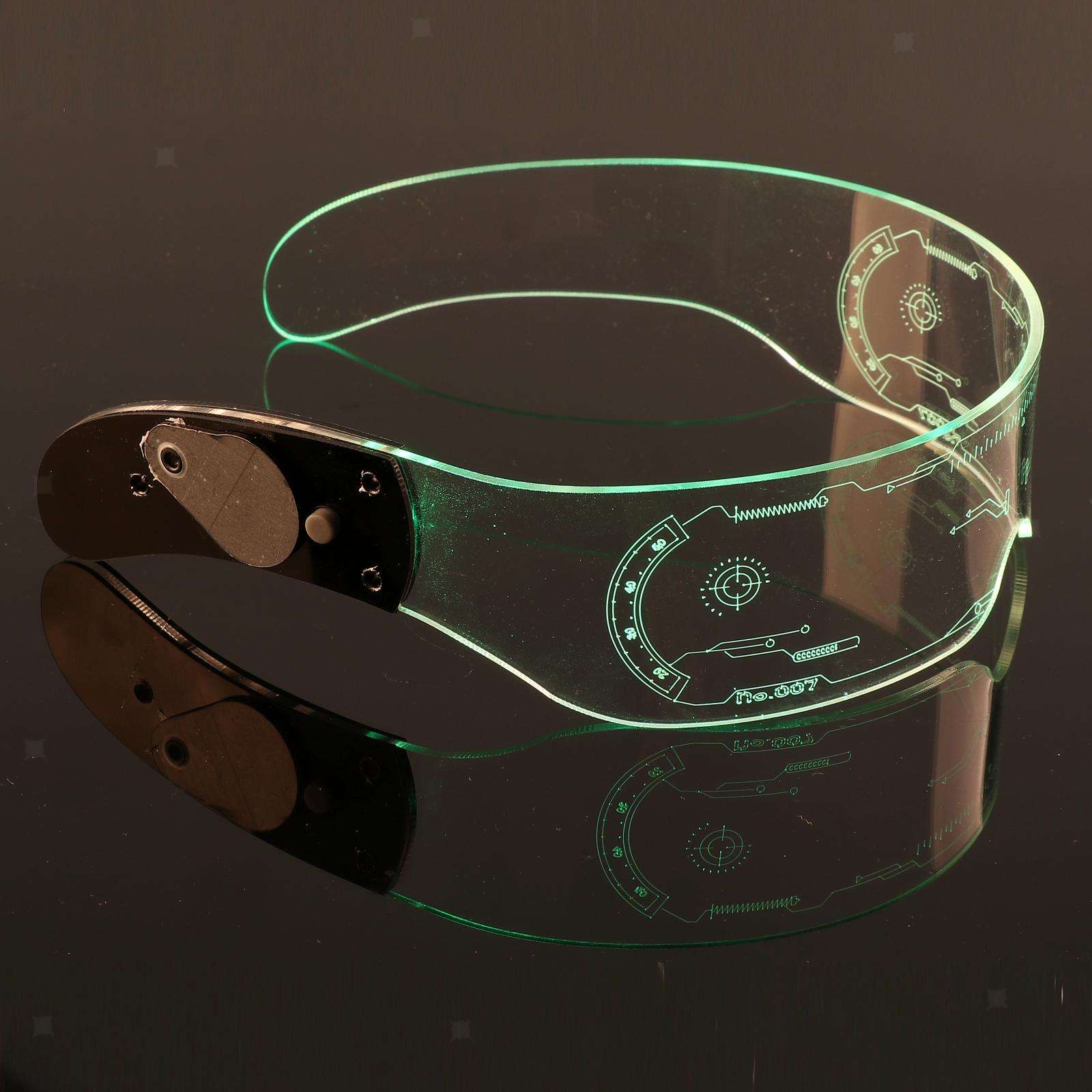 Futuristic LED Glasses 7 Colors Light Up Eyeglasses Monoblock Shield Club
