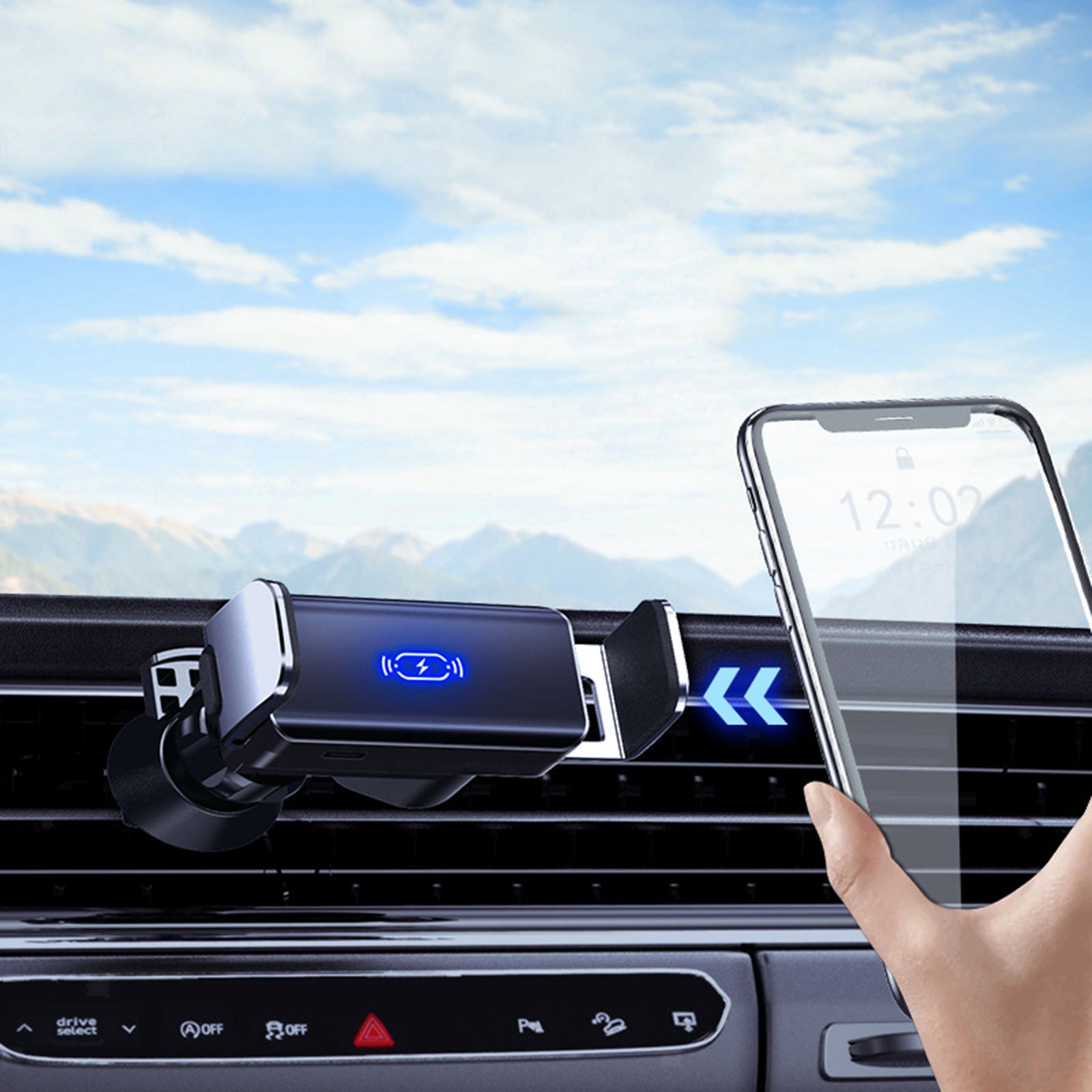 Universal 360Â° Rotating Car Phone Holder Infrared Sensor Auto Clamping