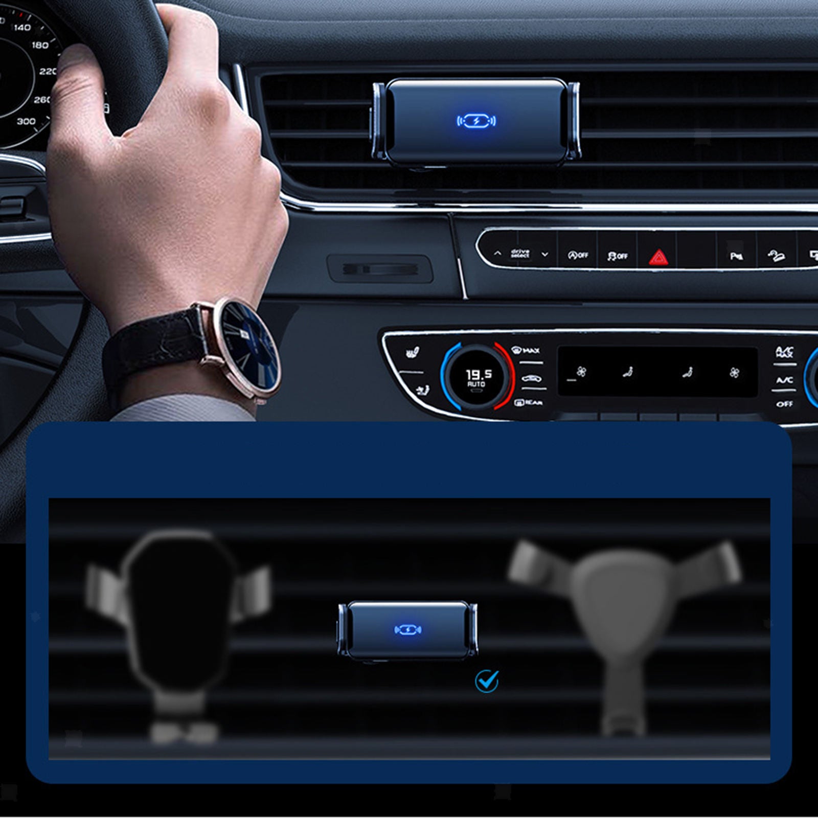 Universal 360Â° Rotating Car Phone Holder Infrared Sensor Auto Clamping